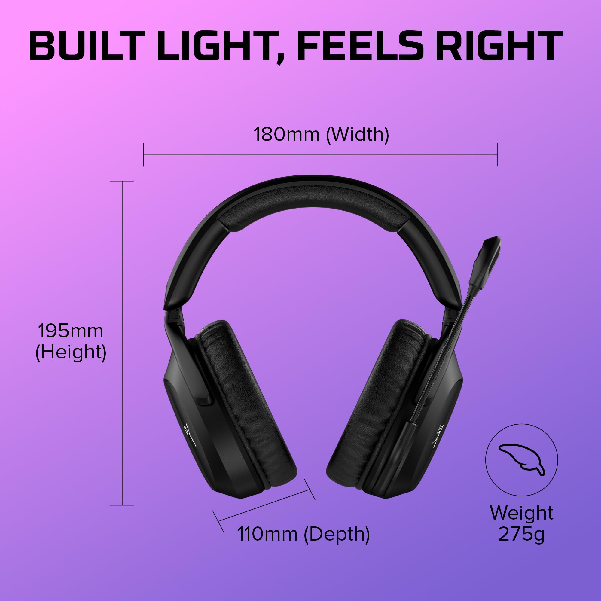 HyperX Cloud Stinger 2 Wireless Gaming Headset for PC - Noise Cancelling Mic, Memory Foam Earpads, 20H Battery Life - Perfect for Gaming, Streaming & Online Meetings (Black)