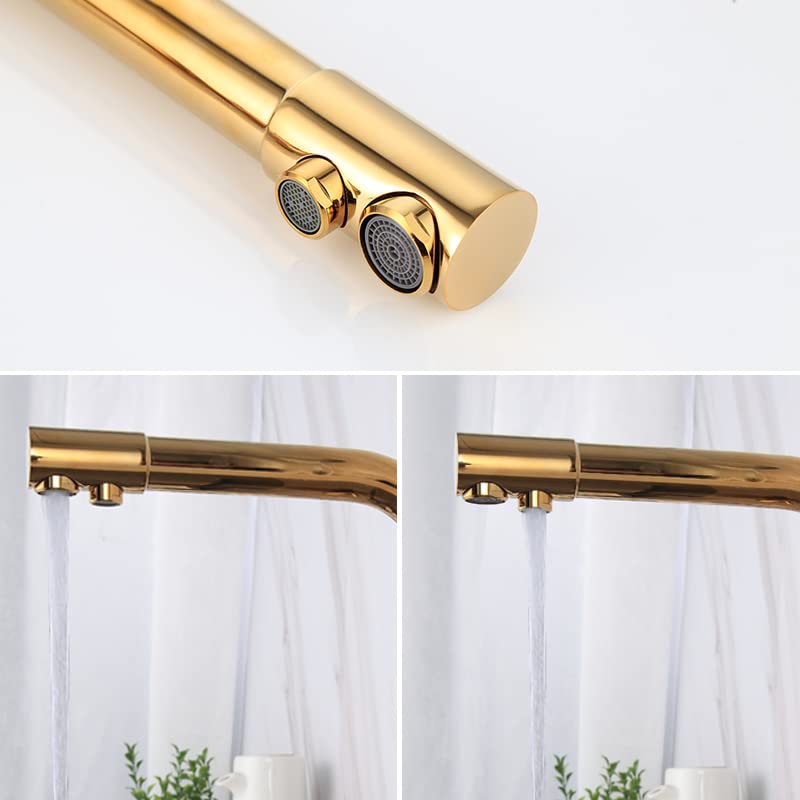 InArt Single Lever Kitchen Sink Mixer Faucet with RO Drinking Water Filter - Gold Finish | Modern Pull-Down Sprayer for Cooking & Dishwashing | Perfect for Home, Restaurant & Office Use