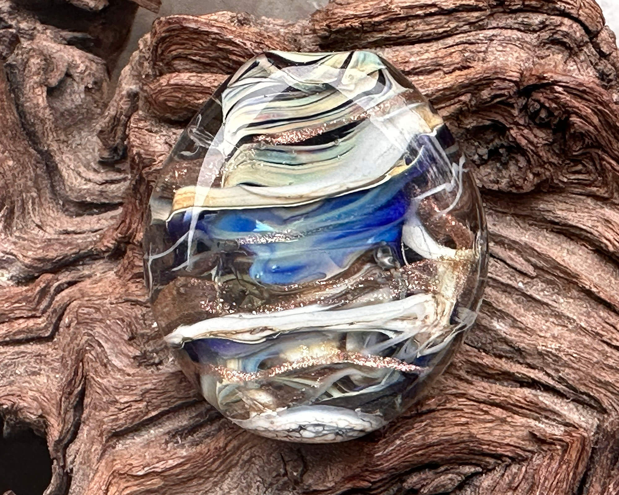 Handmade Serendipity Blue Swirl Lampwork Glass Focal Bead - Perfect for Jewelry Making, DIY Crafts & Beading Projects | Unique Artisan Bead for Necklaces, Bracelets & Earrings