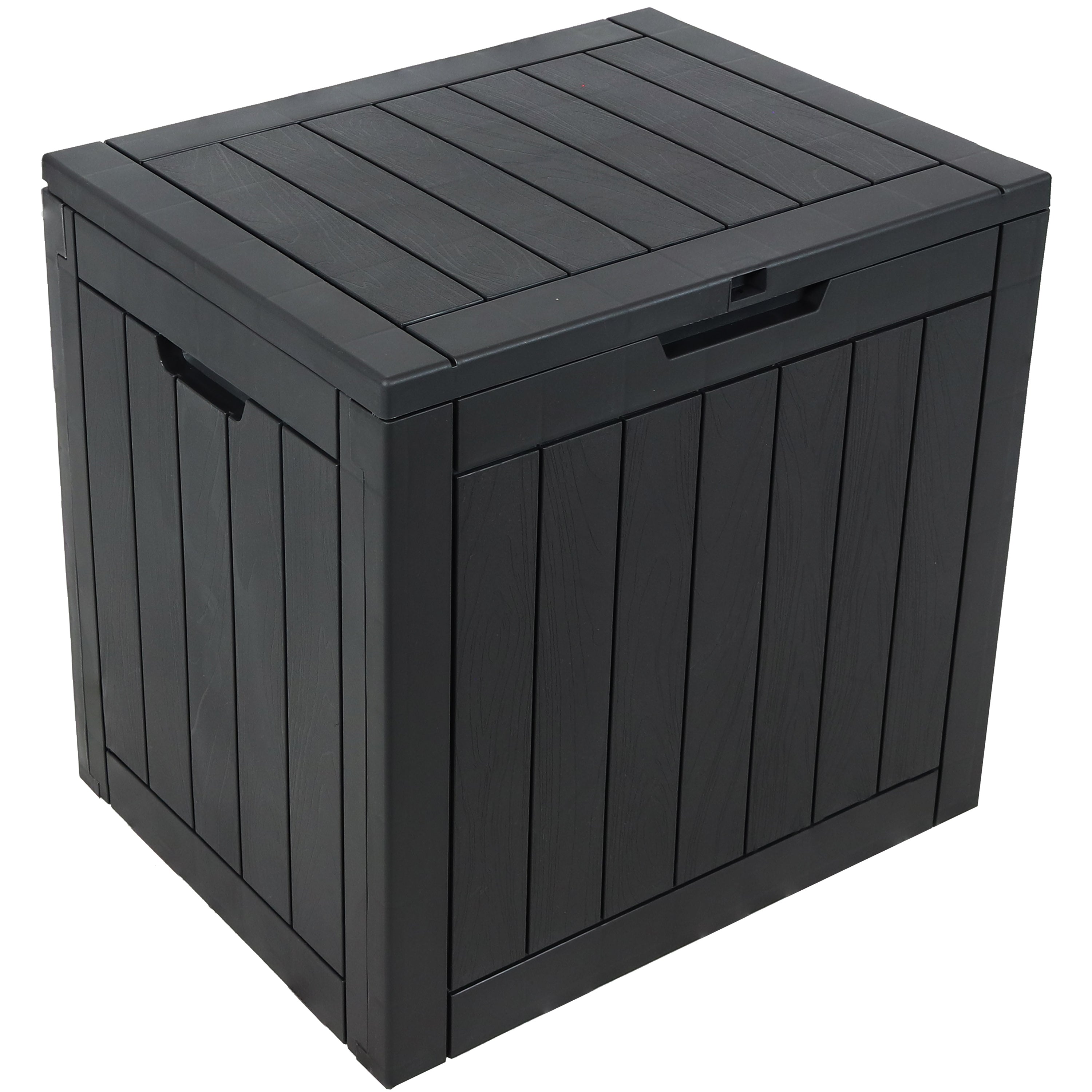 Sunnydaze 32 Gallon Small Deck Storage Box with Lockable Lid - Outdoor Patio Furniture Organizer for Cushions, Pillows, and Garden Tools