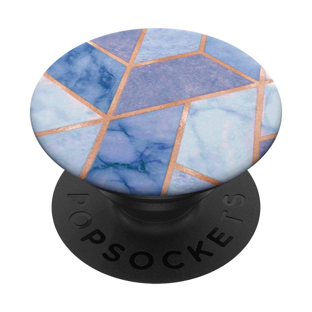 Light Blue Marble Effect Golden Rose Geometric Chic Design PopSockets PopGrip - Swappable Phone Grip for iPhone, Samsung & Tablets - Perfect for Work, Travel & Selfies