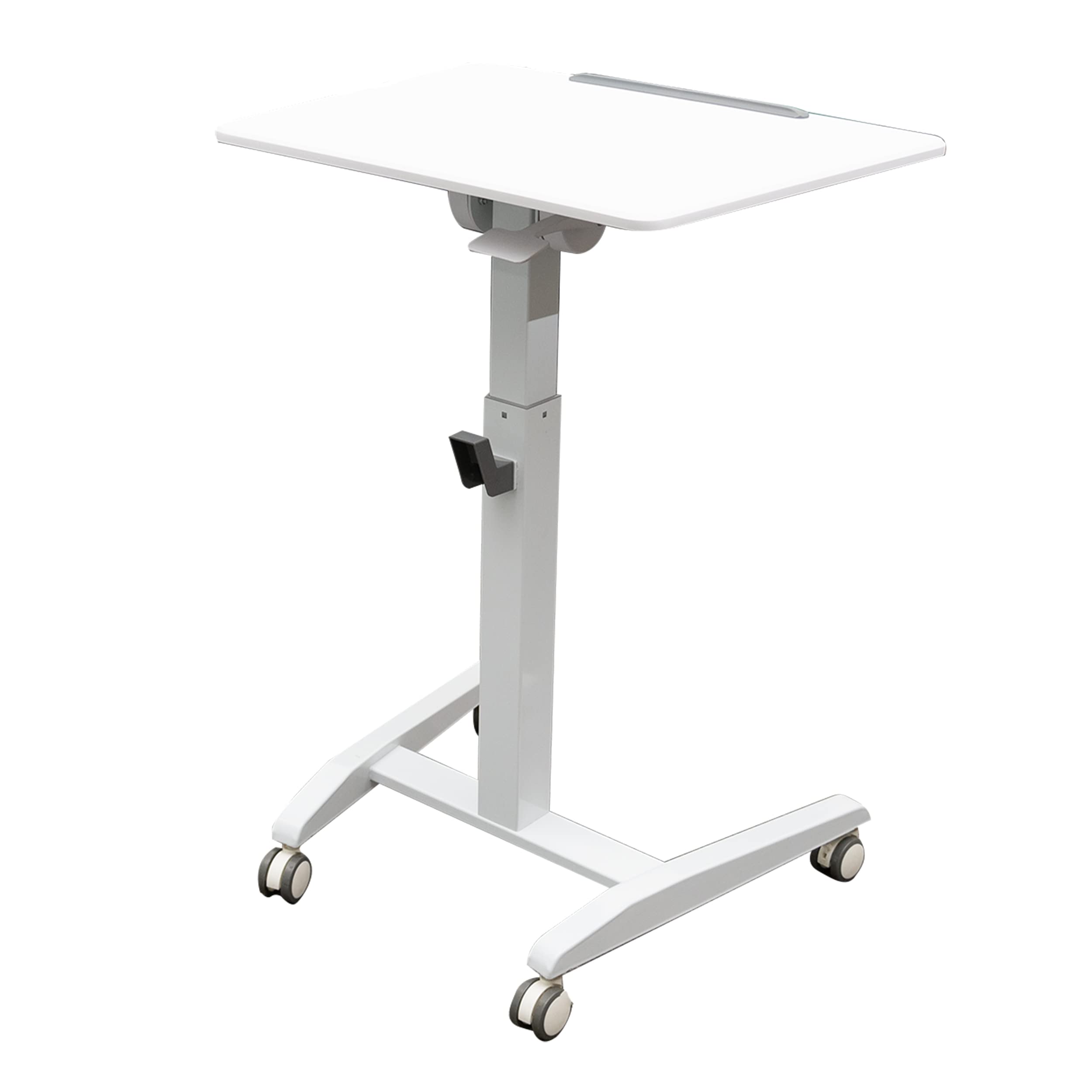 Adjustable Standing Desk with Pneumatic Tilt-Top - Compact White Frame & 28