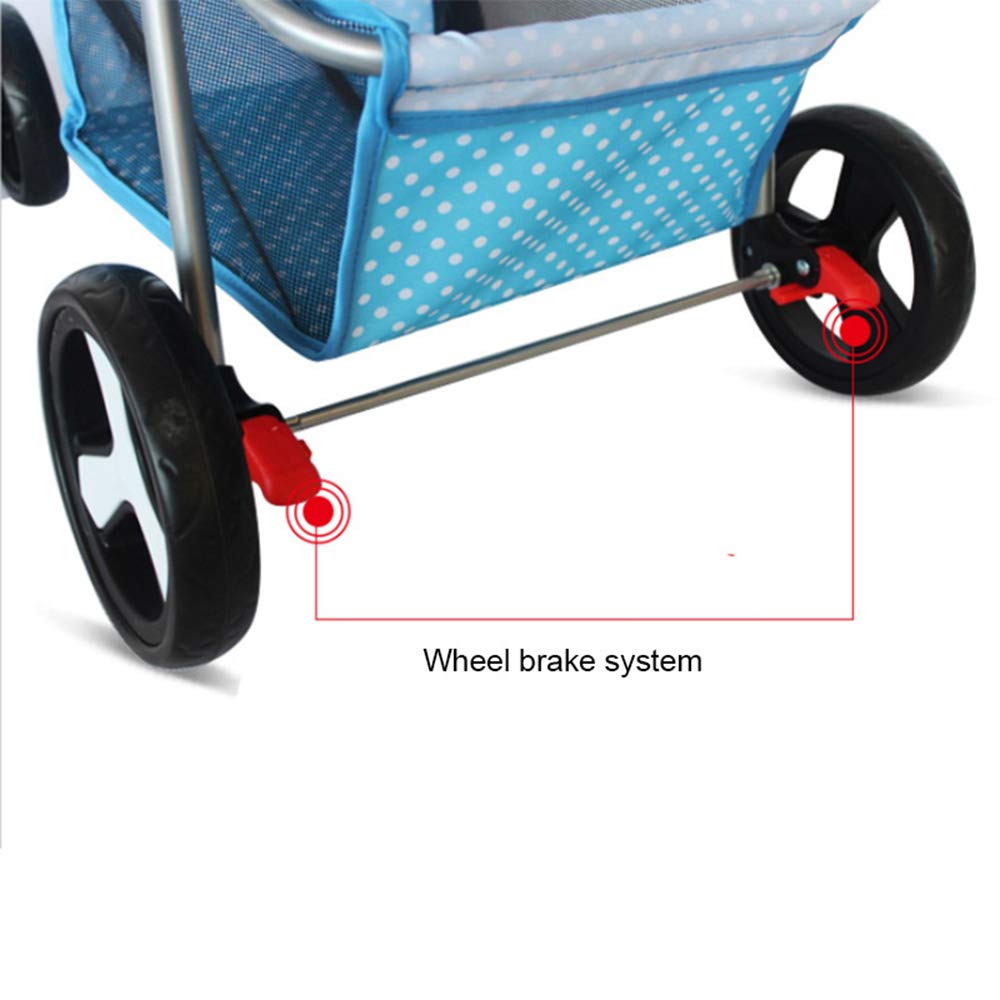 Blue 4-Wheel Waterproof Pet Stroller for Small Dogs & Cats - Multiple Windows, Universal Wheels, Luggage Basket - Perfect for Outdoor Walks, Travel, and Vet Visits