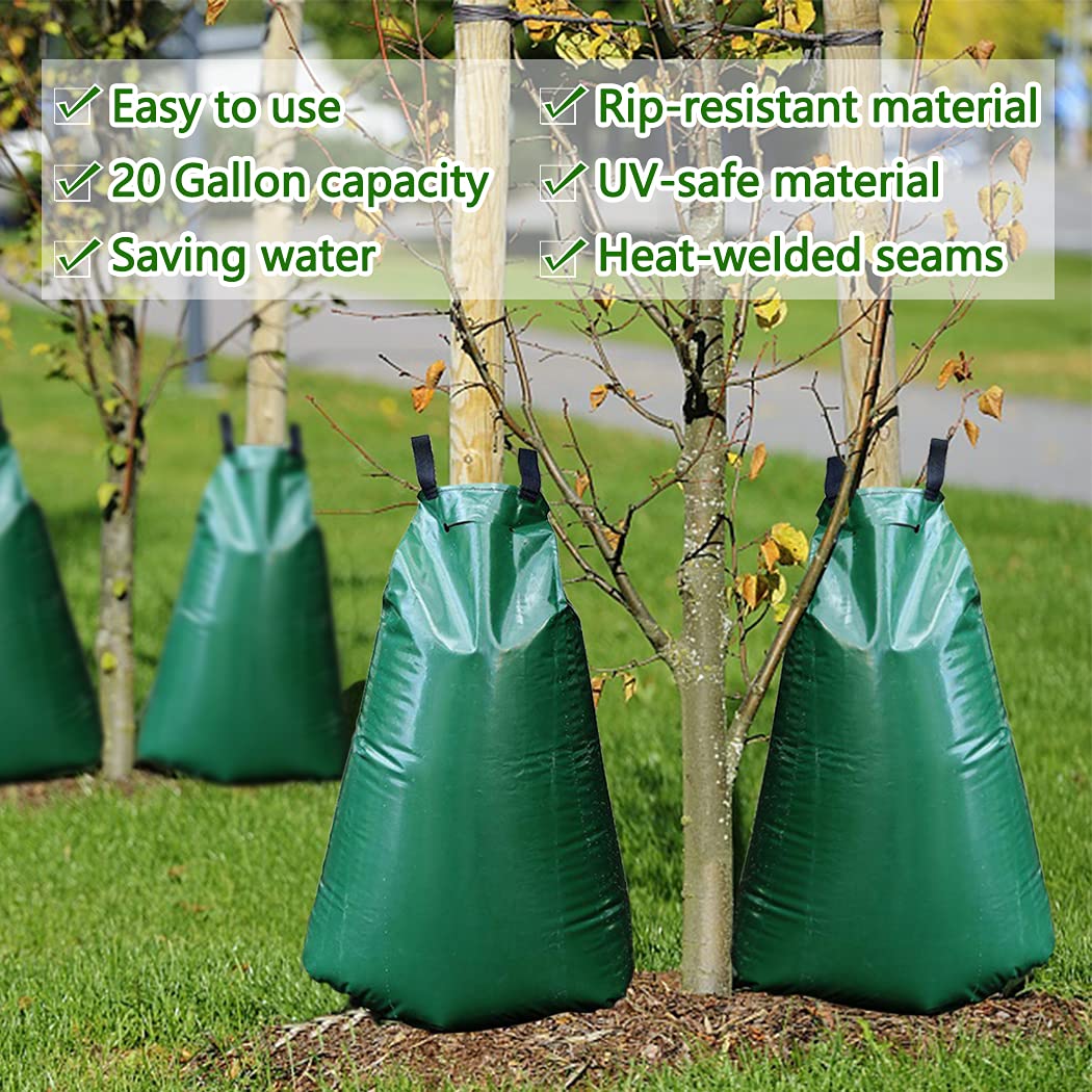 12 Pack 20 Gallon Tree Watering Bags - Heavy Duty Reusable Slow Release Gator Bags for Trees | Premium PVC Plant Drip Irrigation Bags (5-8 Hours Releasing Time) | Perfect for Drought Protection, Newly Planted Trees & Garden Irrigation