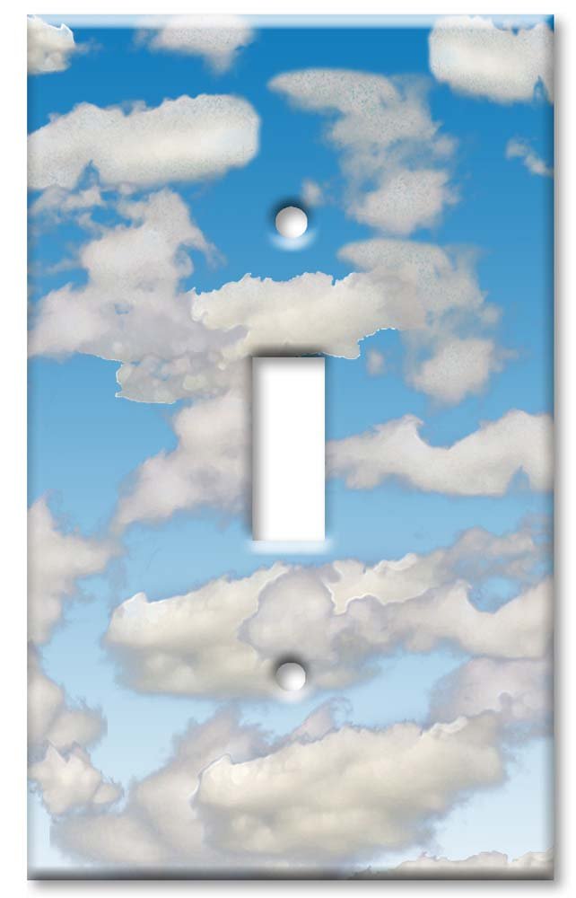 Decorative Metal Wall Plate - Single Gang Toggle Cover with Cloud Design | Made in USA | Perfect for Home, Office & Commercial Decor