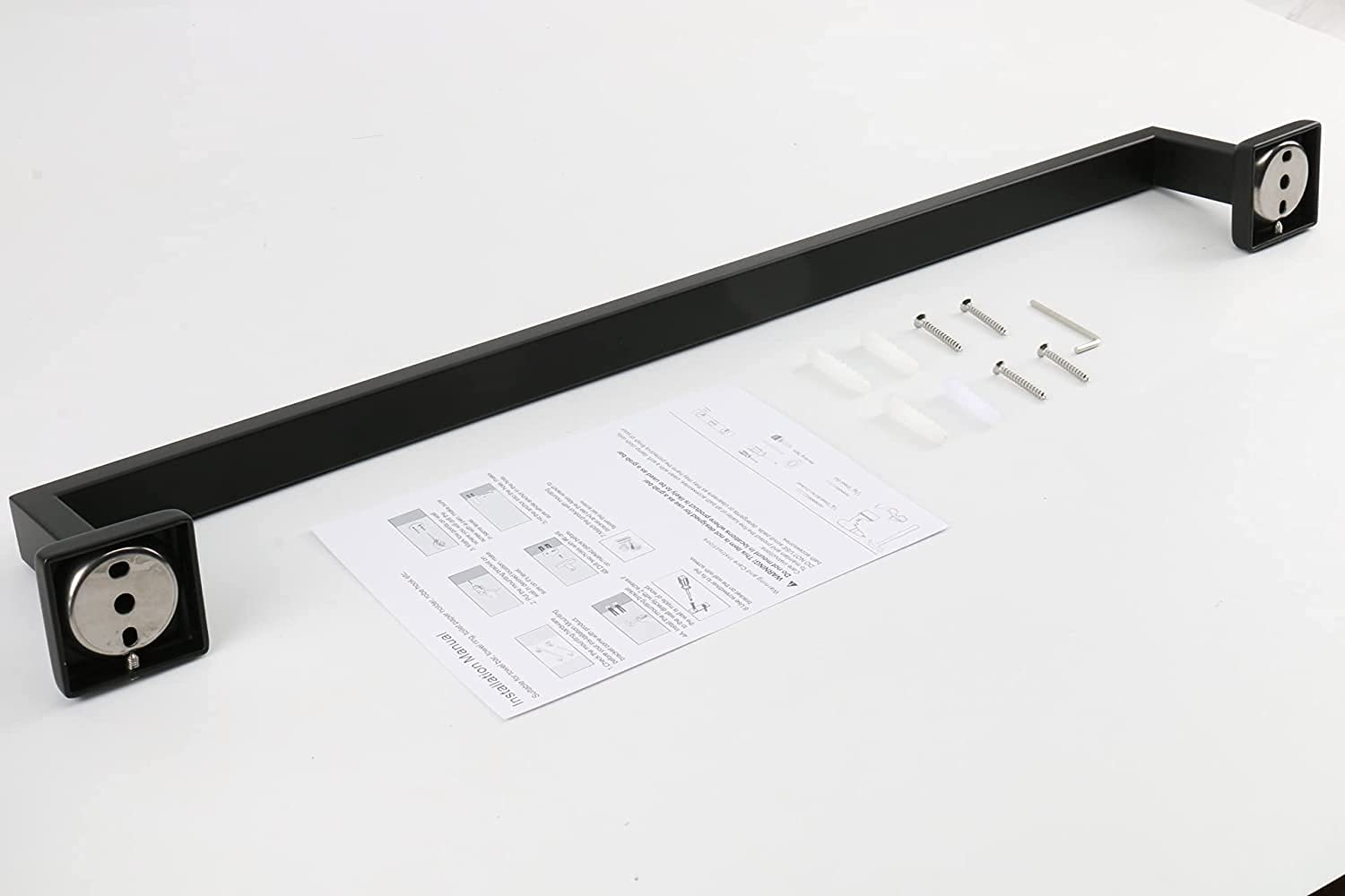 TocTen Heavy Duty Stainless Steel Towel Rack - 33 Inch Wall Mounted Bathroom Towel Holder with Square Base, Thick SUS304 for Shower & Spa (Black) - Perfect for Modern Bathrooms, Luxury Hotels & Spa Retreats