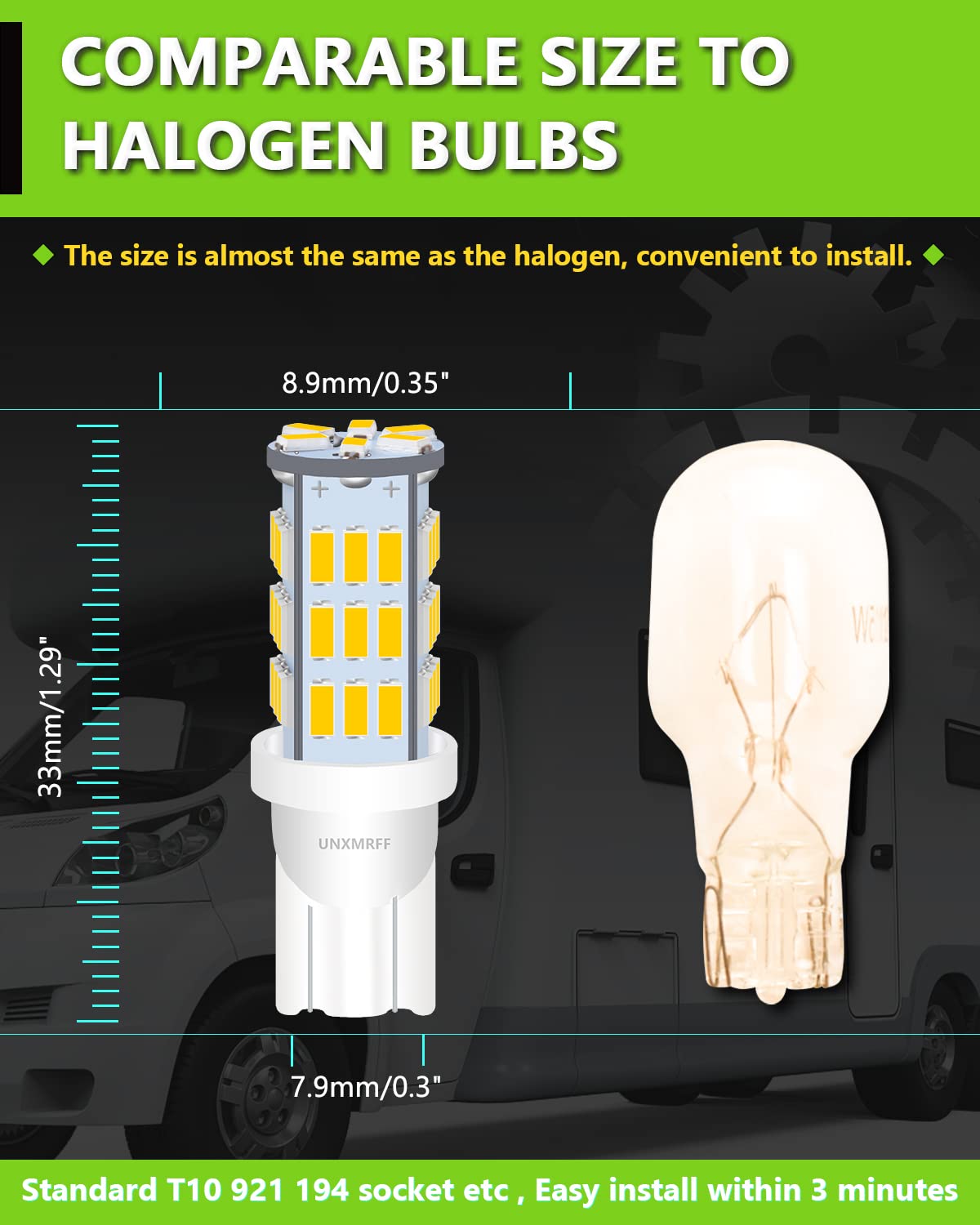 UNXMRFF - T10 921 LED Bulb Warm White 12V RV Light Bulbs (Pack of 20) - Perfect for Camper, Travel Trailer Interior Ceiling Lights, Car Map Lights, Dome Lights & Door Lights