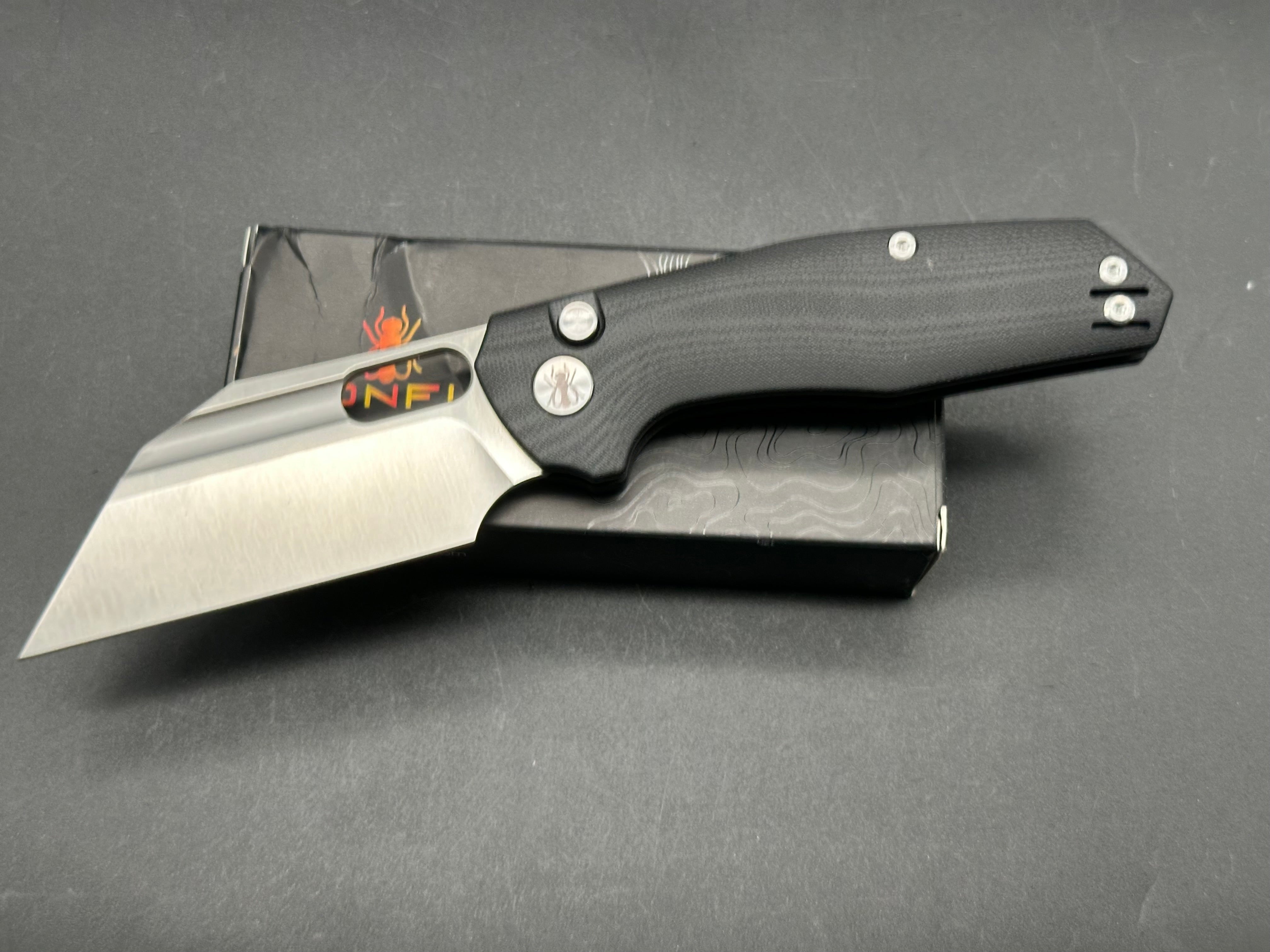 Ironfly (Kunwu) YOLO Button Lock Pocket Knife - 14C28N Stainless Steel Blade & Black G10 Handle - EDC, Camping, Outdoor Survival Gear