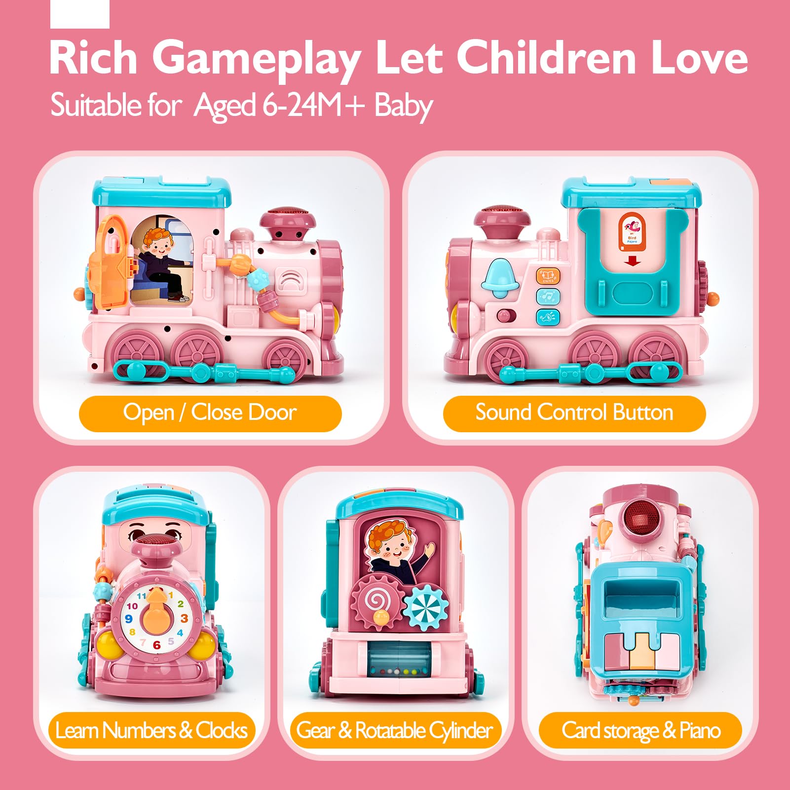 Educational Musical Train Toy for 1-2 Year Olds | Bilingual Talking Flash Cards (English/Spanish) | Toddler Learning Toys 12-18 Months | Perfect for Easter Gifts, Birthday Presents & Early Childhood Development