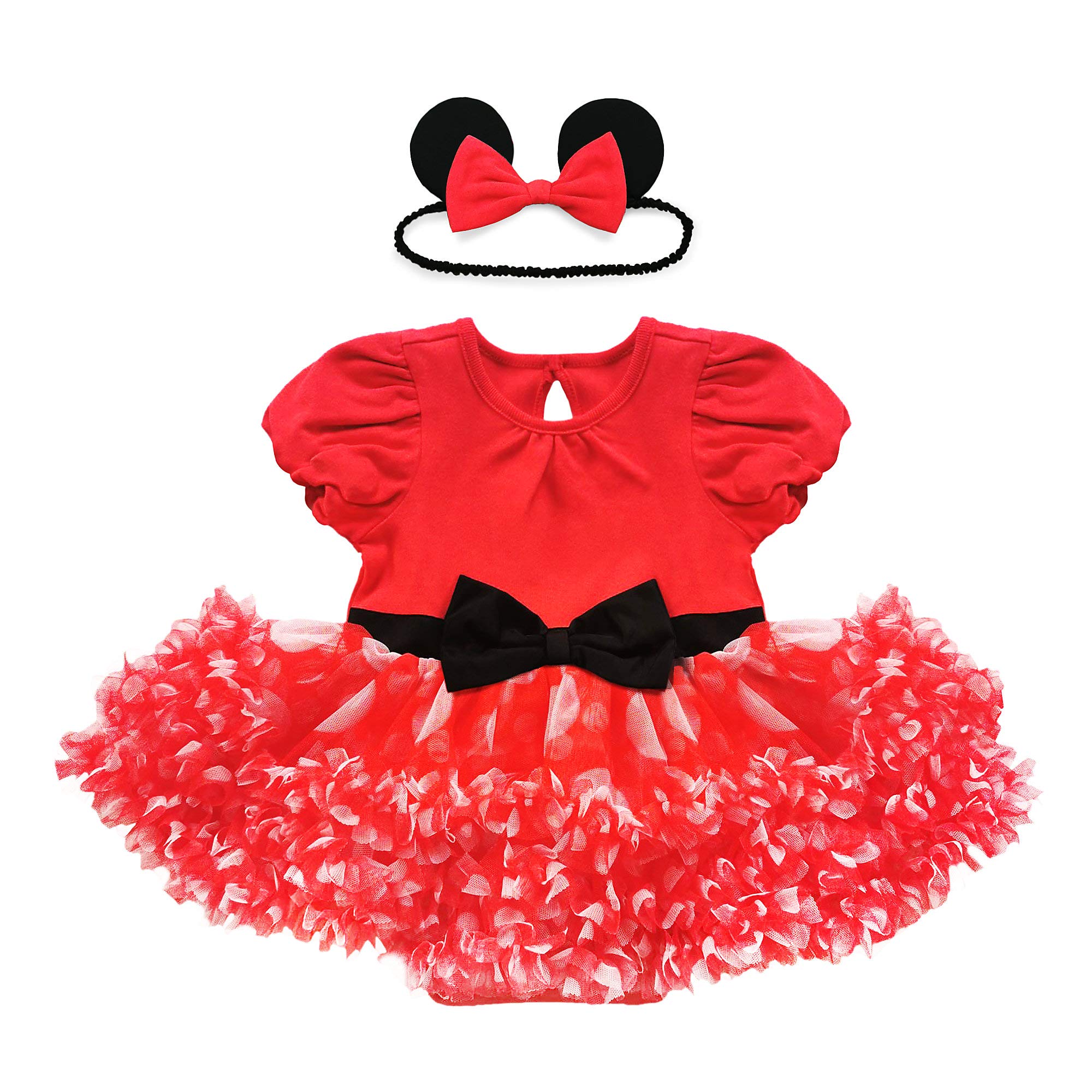 Disney Minnie Mouse Baby Costume Bodysuit - Soft & Comfortable Outfit for Infants, Halloween, Birthday Parties & Photo Shoots