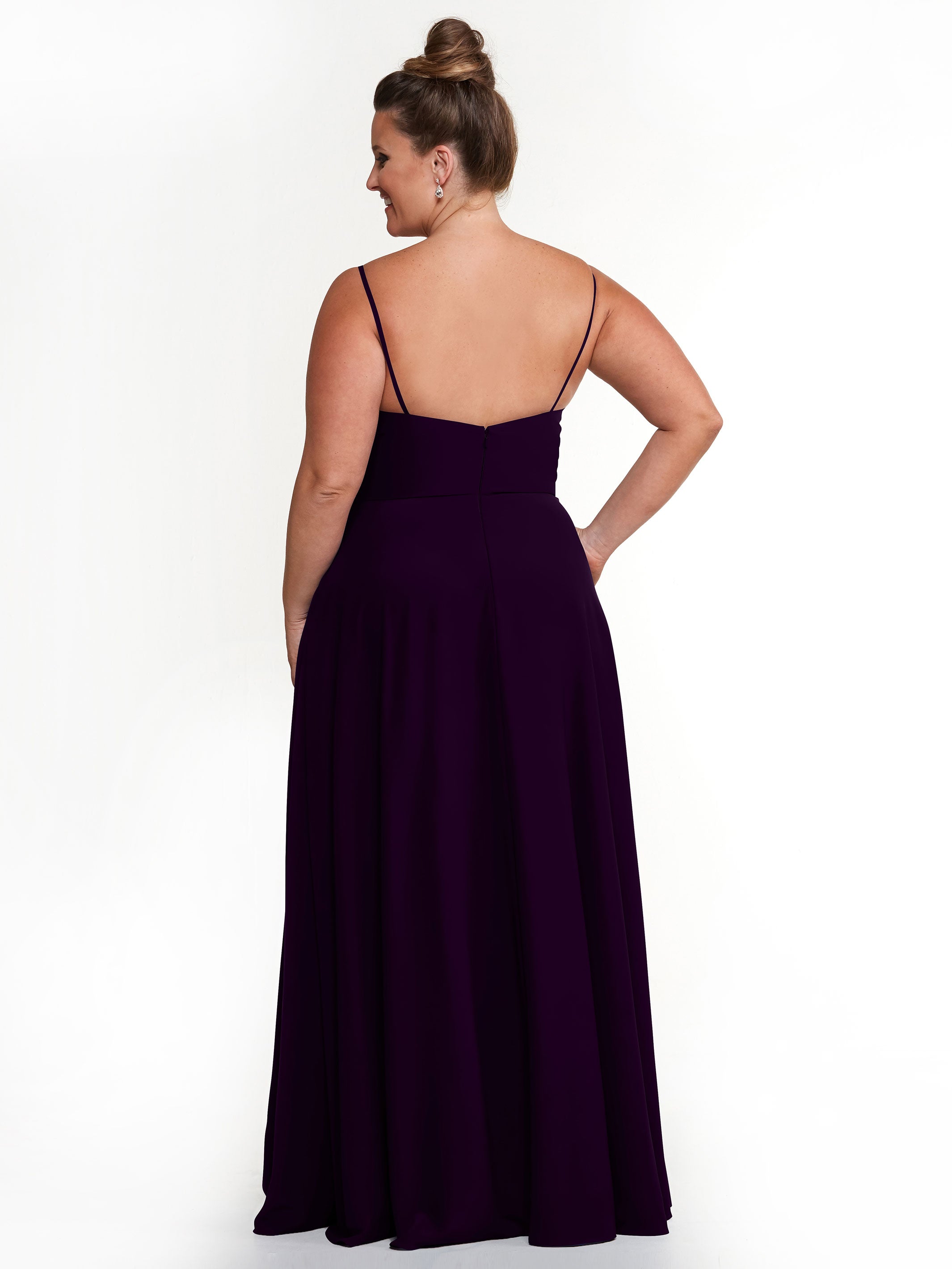 Elegant 83012 Flowy Stretch Chiffon A-Line Bridesmaid Dress with V-Neck - Perfect for Weddings, Parties & Formal Events