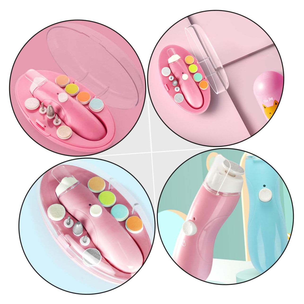FRCOLOR 8 Sets Baby Nail Care Kit - Electric Nail Trimmer for Toddlers & Newborns, Safe Manicure Tools with Nail Polish - Perfect for Home Baby Care & Gentle Nail Grooming