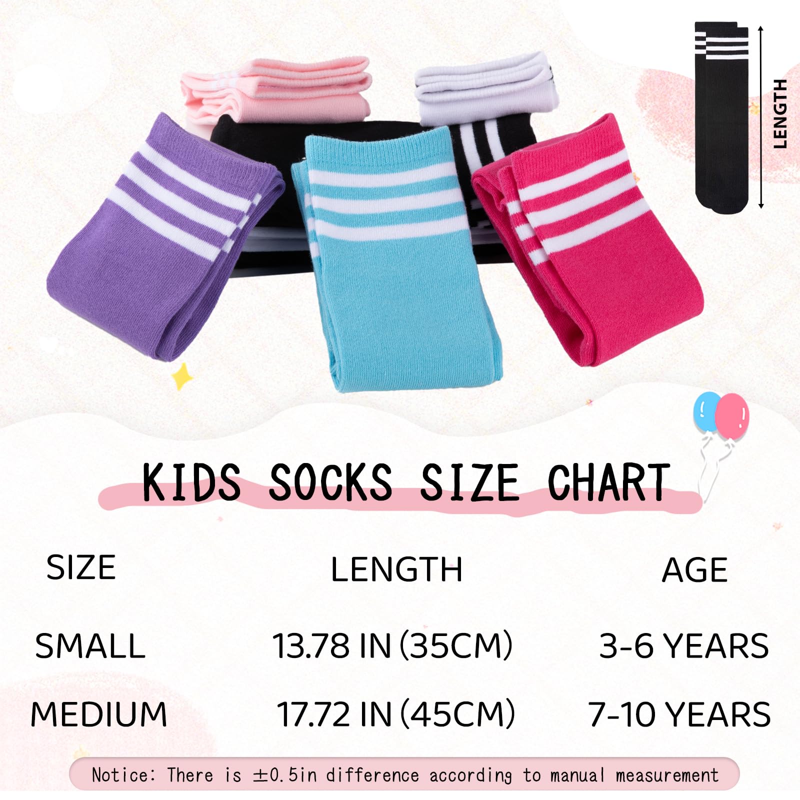 **Comfoex Kids Soccer Socks 4 Pairs - Girls Baseball & Football Sports Knee High Socks with Cotton Stripes - Perfect for Soccer, Baseball, Football & School Sports**