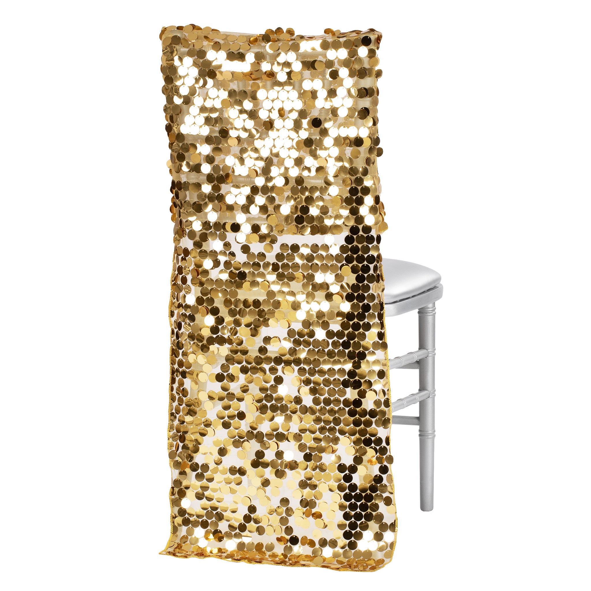 Payette Sequin Chiavari Chair Back Cover - Gold | Elegant Wedding & Event Chair Decor for Banquets, Parties & Home Decor