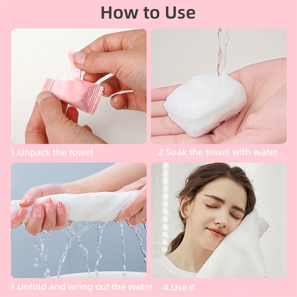 ITUSHA 14 Pack Compressed Towel Tablets - Reusable Portable Face & Body Washcloths for Travel, Camping, Hiking | Wet & Dry Disposable Towels for Baby, Pet & Beauty Use | Compact Towels for Home, Gym & Outdoor Activities
