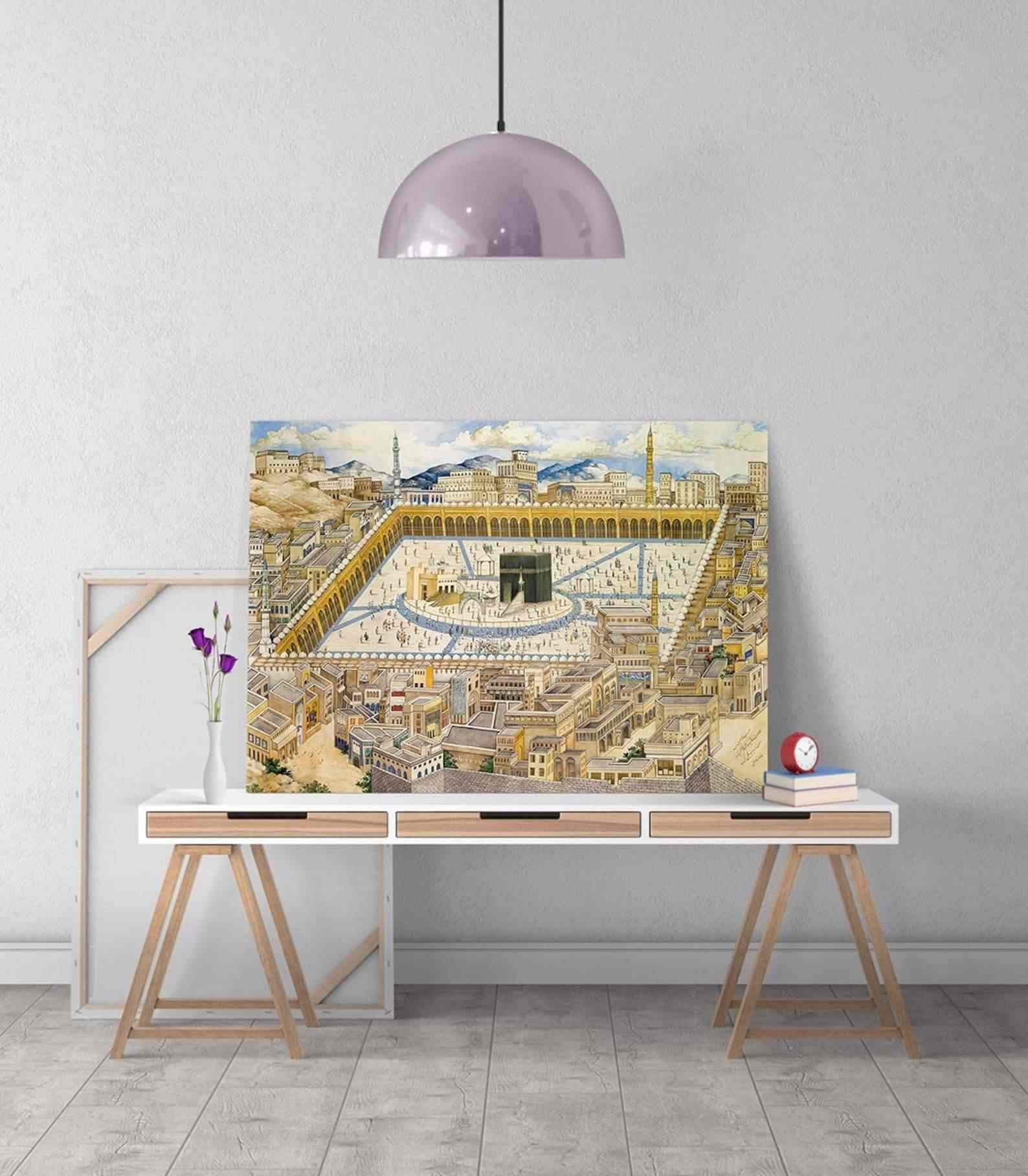 Kaaba Islamic Wall Art Canvas Print - Islamic Home Decor for Living Room, Mosque & Prayer Space - Premium Religious Art for Muslim Households