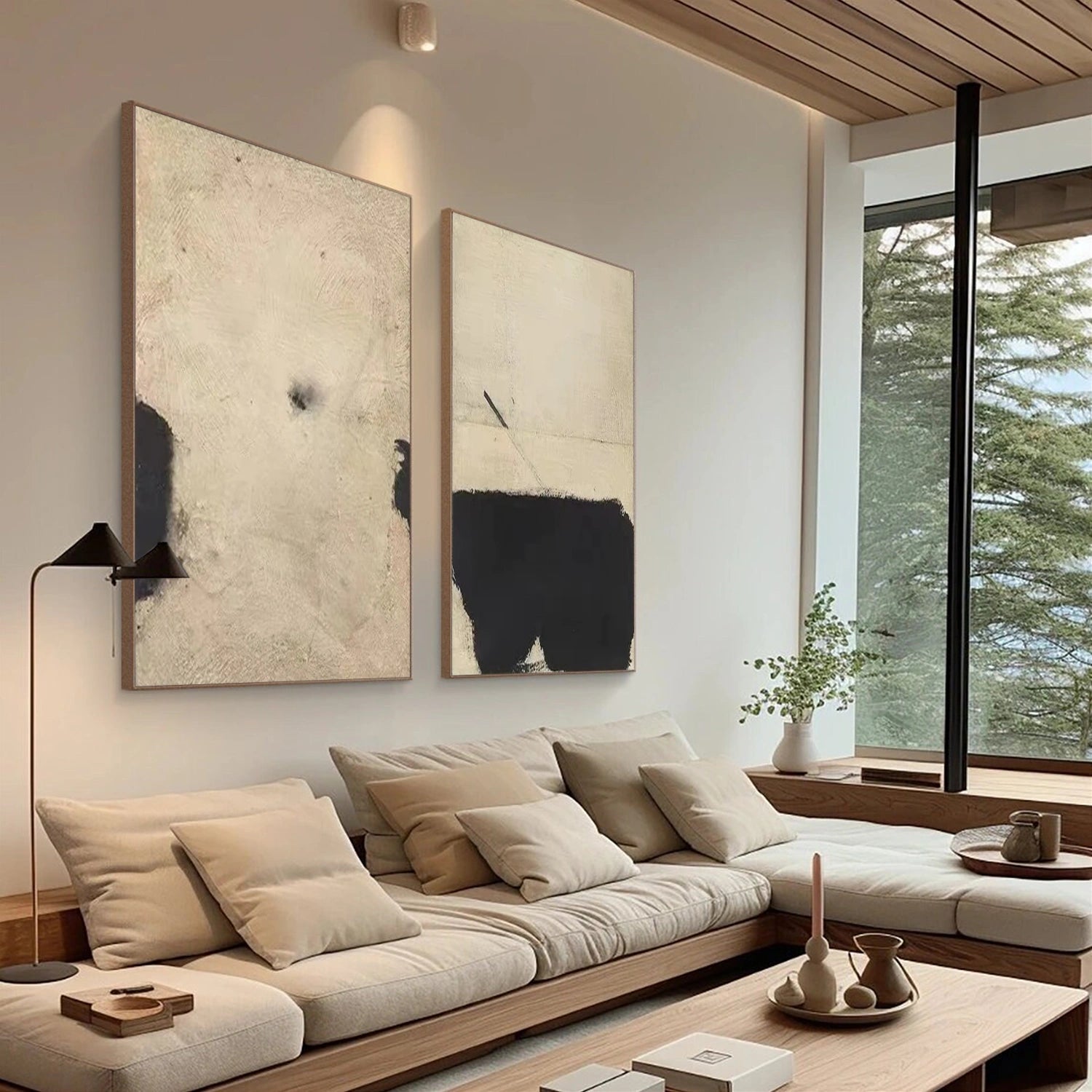 Abstract Tranquility Wall Art Set of 2 - Modern Minimalist Canvas Paintings for Living Room, Bedroom & Office Decor #WS245 - Perfect for Home Styling and Gift Giving