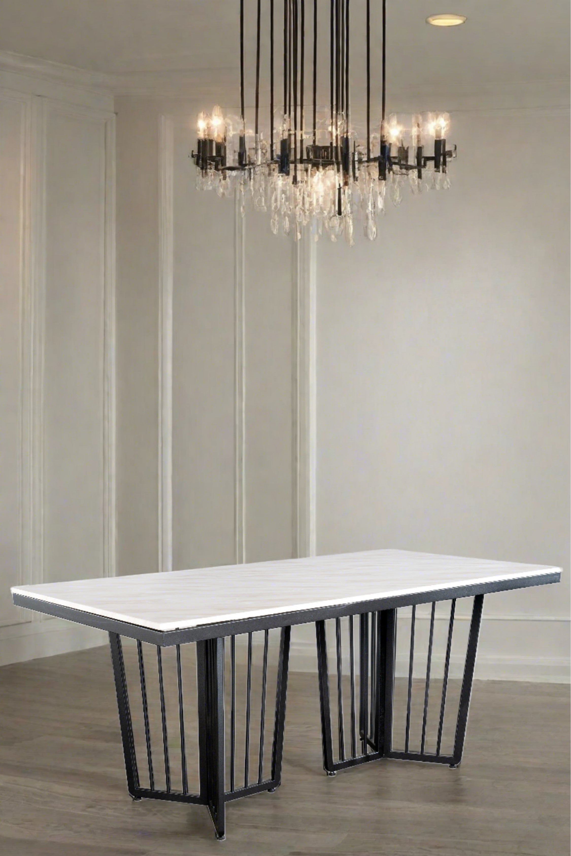 Derek Black Marble Top Dining Table for 6 People - Modern Kitchen & Dining Room Furniture for Family Gatherings & Dinner Parties