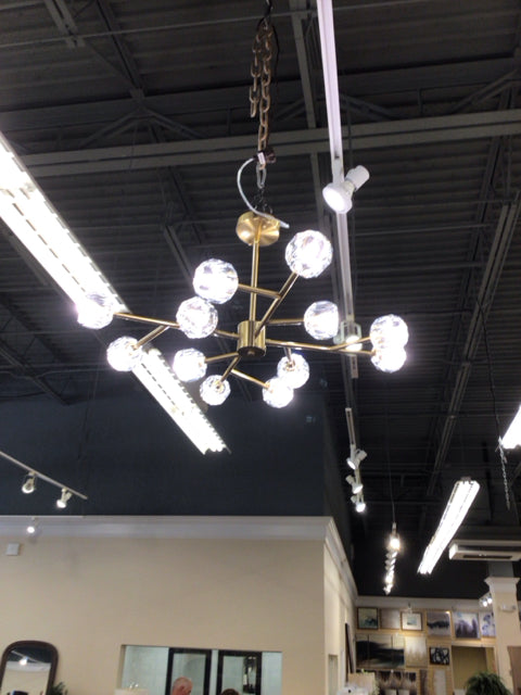 Modern 12-Light Gold Chandelier with Glass Shades - Elegant Ceiling Lighting Fixture for Dining Room, Living Room & Bedroom