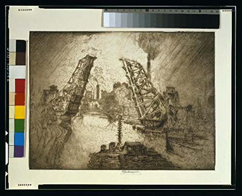 Vintage 1910 Joseph Pennell Photo Print of The Jaws Drawbridge in Chicago Illinois - Historic Architecture Wall Art for Home & Office Decor