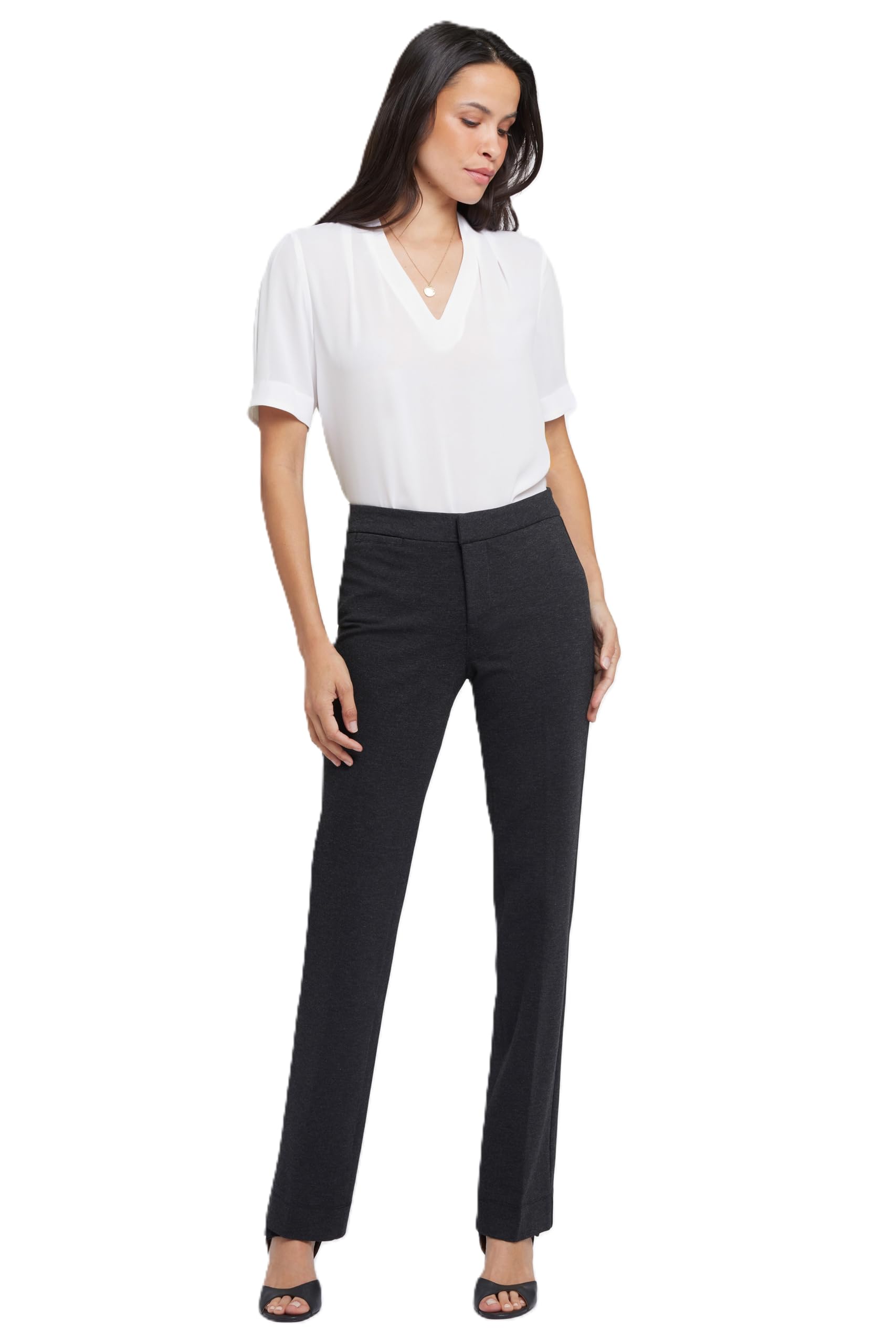 NYDJ Women's Slim Ponte Knit Work Pants - Professional Office Trousers for Business Casual & Formal Wear | Comfortable Stretch Dress Pants for Women