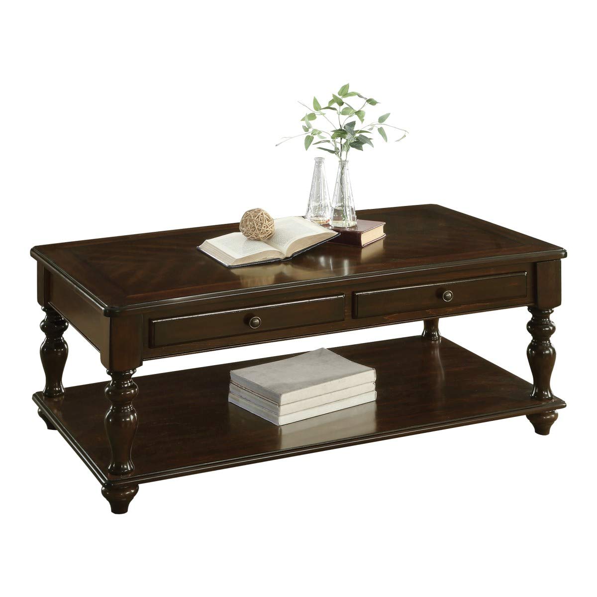 Carell Espresso Wood Lift Top Coffee Table with Casters - Convertible Storage Ottoman for Living Room, Home Office & Small Spaces