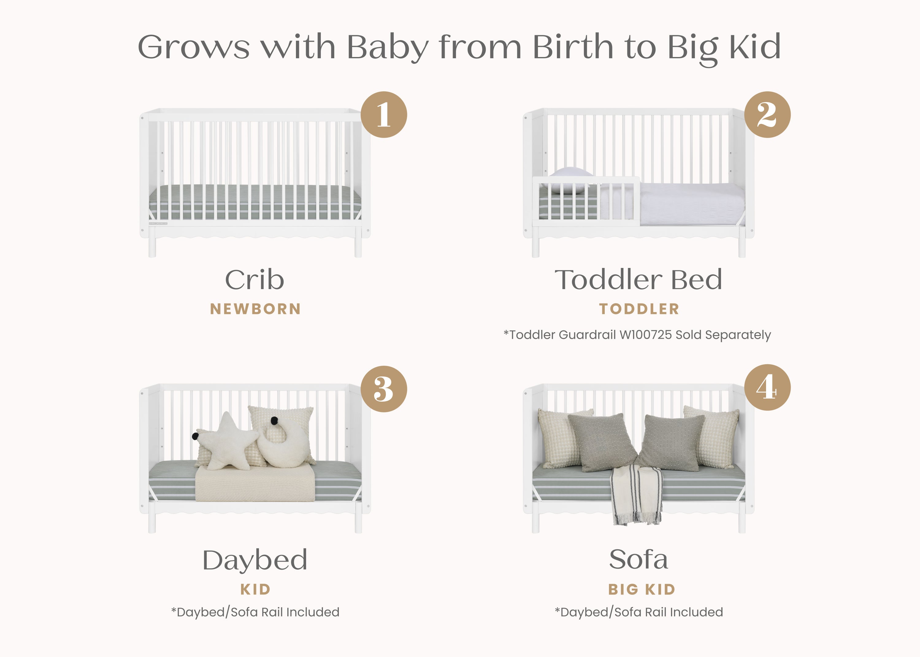 William 4-in-1 Convertible Baby Crib - Greenguard Gold Certified, Toddler Bed & Daybed - Safe Nursery Furniture for Newborns to Kids | Perfect for Modern Nursery, Bedroom & Daycare