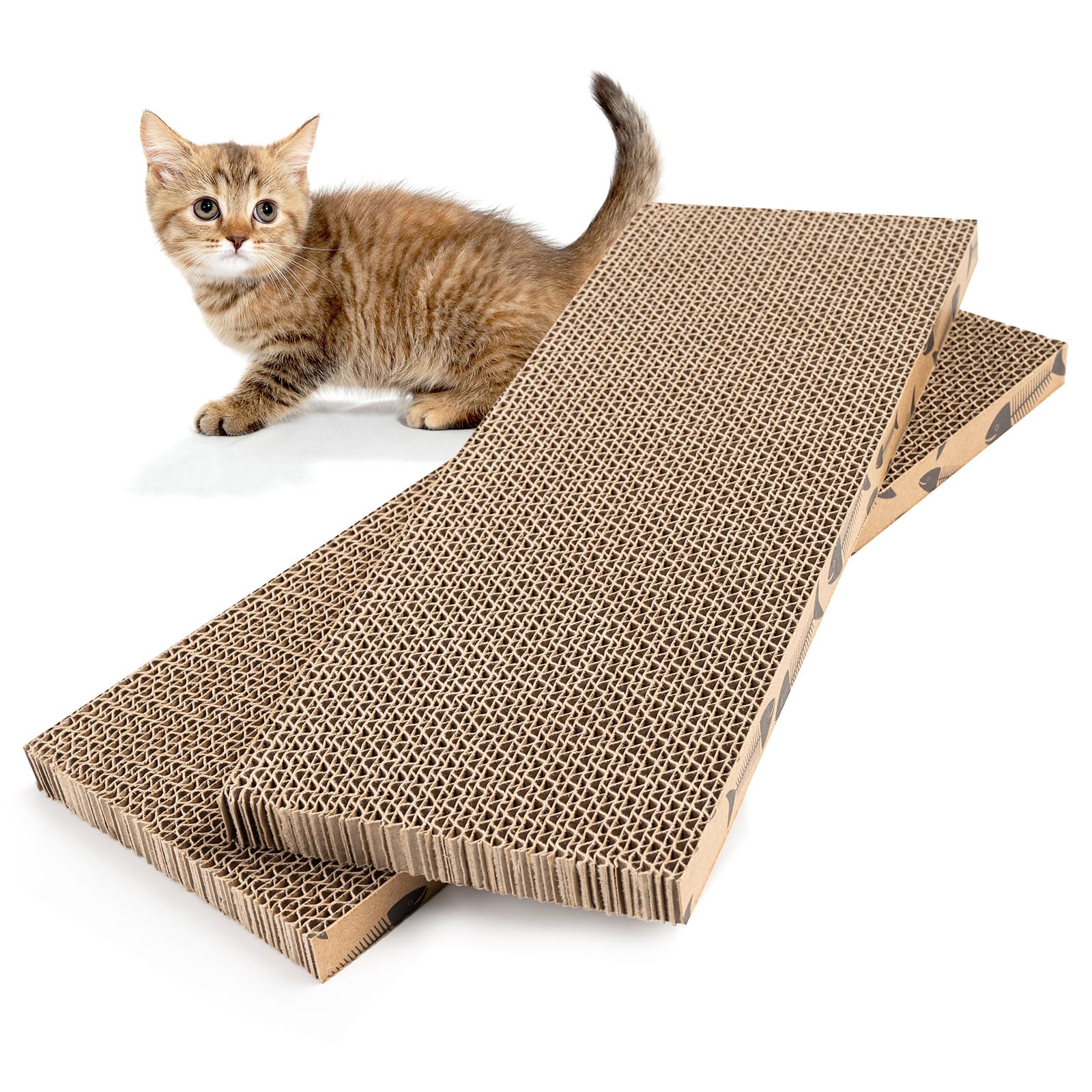 Mini Cat Scratching Board - Small Cardboard Cat Scratcher for Indoor Cats (2-Pack) - Perfect for Kittens & Adult Cats to Trim Nails & Play