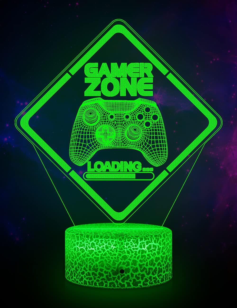 YINGBON 3D Illusion Gaming Night Light - 16 Color Changing LED Controller Lamp with Remote & Touch Control, Dimmable Mood Light for Bedroom - Perfect Gift for Gamers, Boys & Girls (Birthday, Christmas, Holidays) - Ideal for Gaming Rooms, Bedrooms & Gift Giving