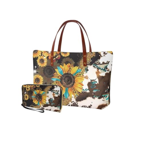 Cow Leopard Print Sunflower-brown and Yellow