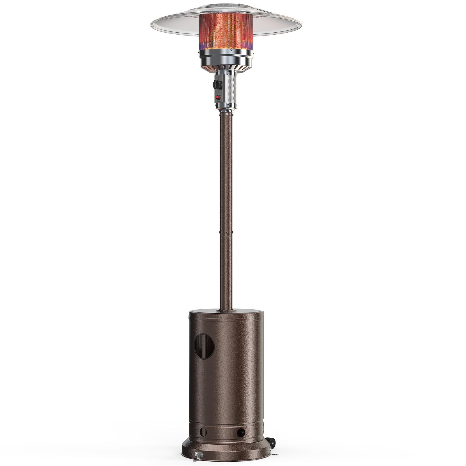 48,000 BTU Propane Patio Heater with Wheels - Outdoor Stainless Steel Heater for Deck, Porch, Backyard, Camping & Commercial Use - Double Layer Burner for Even Heat Distribution - Perfect for Patio Parties, Restaurants & Cold Weather Gatherings