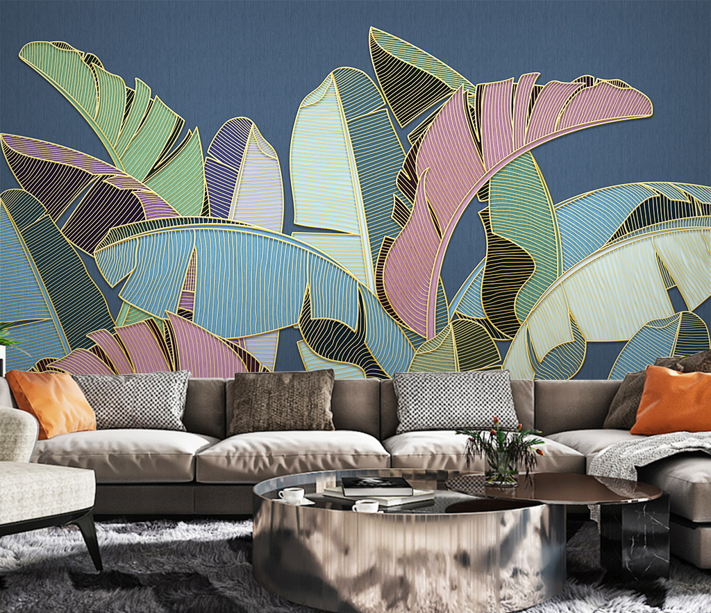 Vibrant Tropical Leaf Wallpaper Murals - Exotic Botanical Peel & Stick Wall Decals for Living Room, Bedroom, or Office Decor