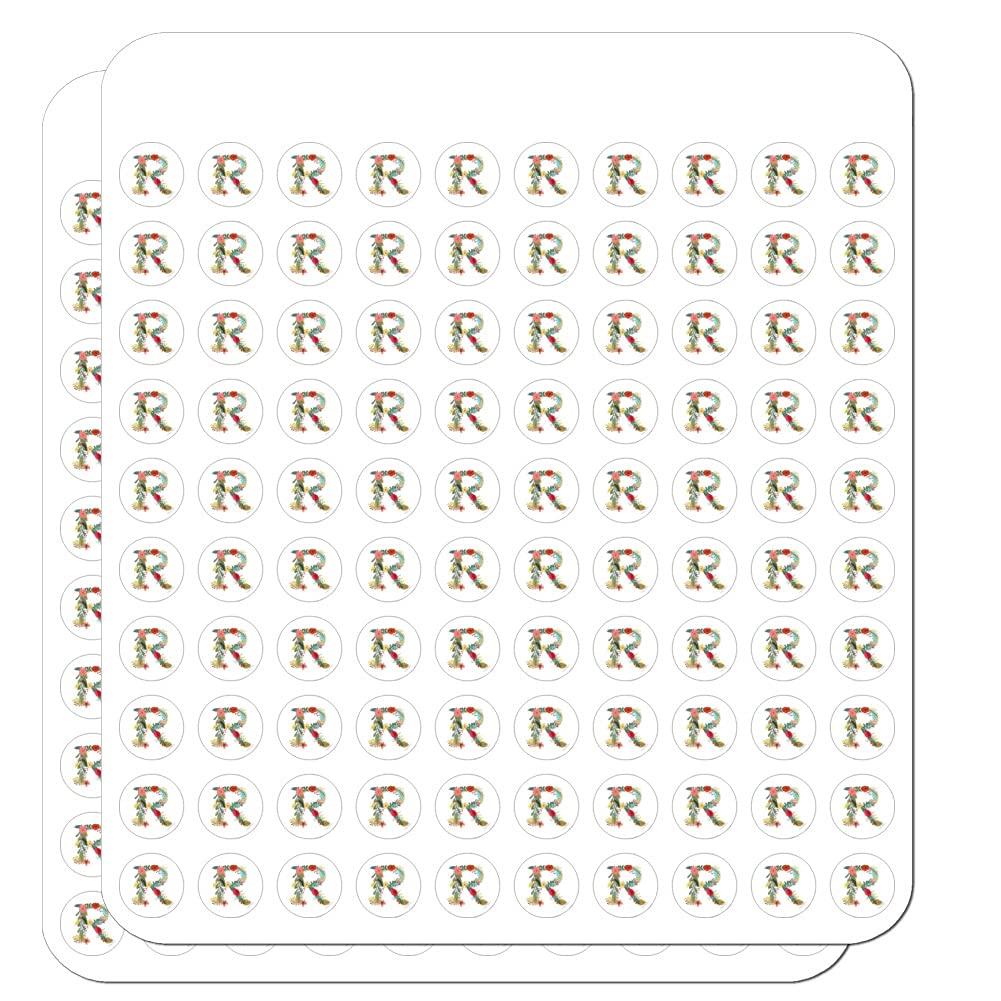 Floral Monogram Letter R Stickers for Planners, Calendars, Scrapbooking & Crafting - Perfect for DIY Projects, Bullet Journals, and Gift Decorations