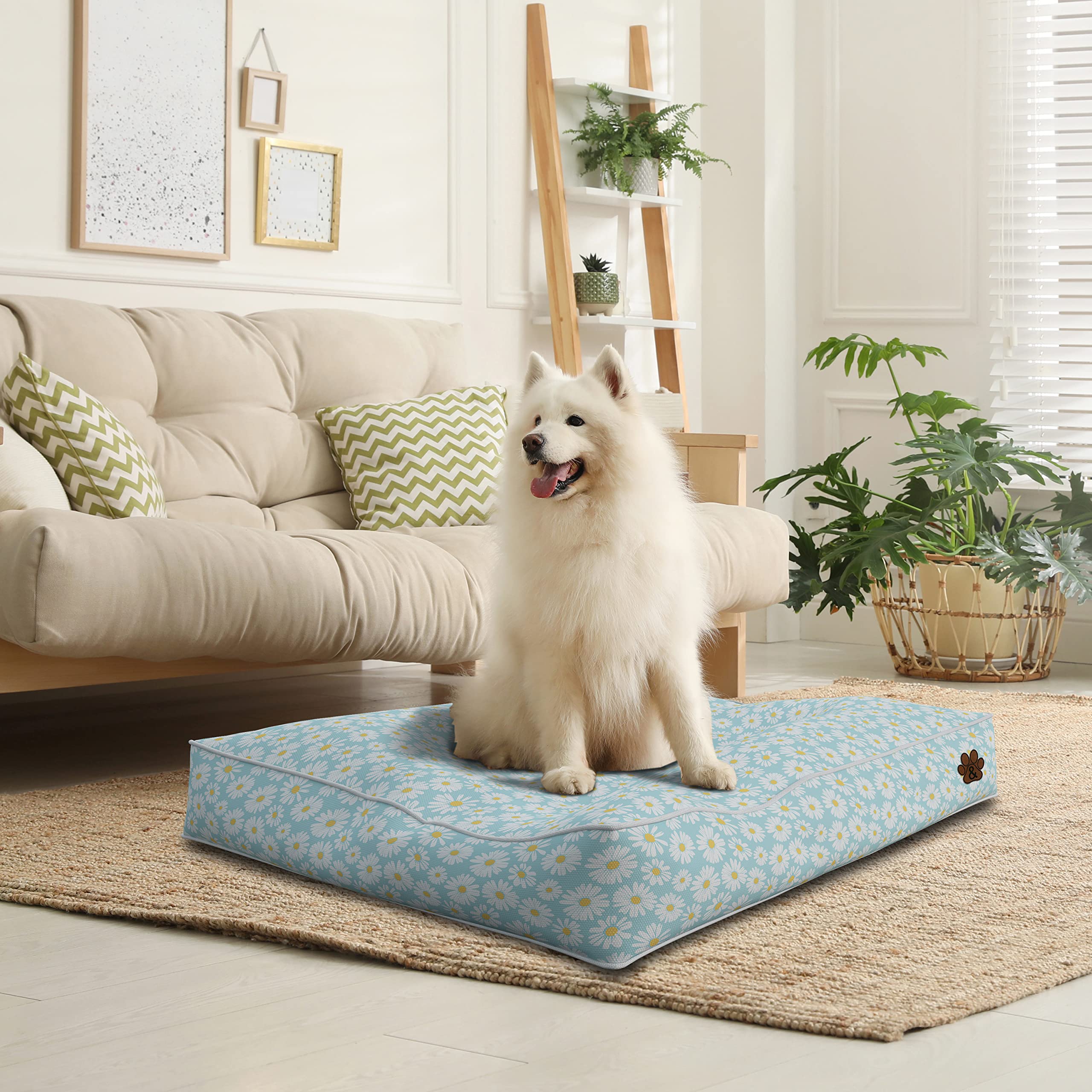 Premium Orthopedic Dog Bed for Large, Medium & Small Dogs - Soft Plush Pet Mattress with Removable Washable Cover, Waterproof & Non-Slip Bottom - Perfect for Crates, Kennels & Home Use (Grey Paw Print Design, Small Size)