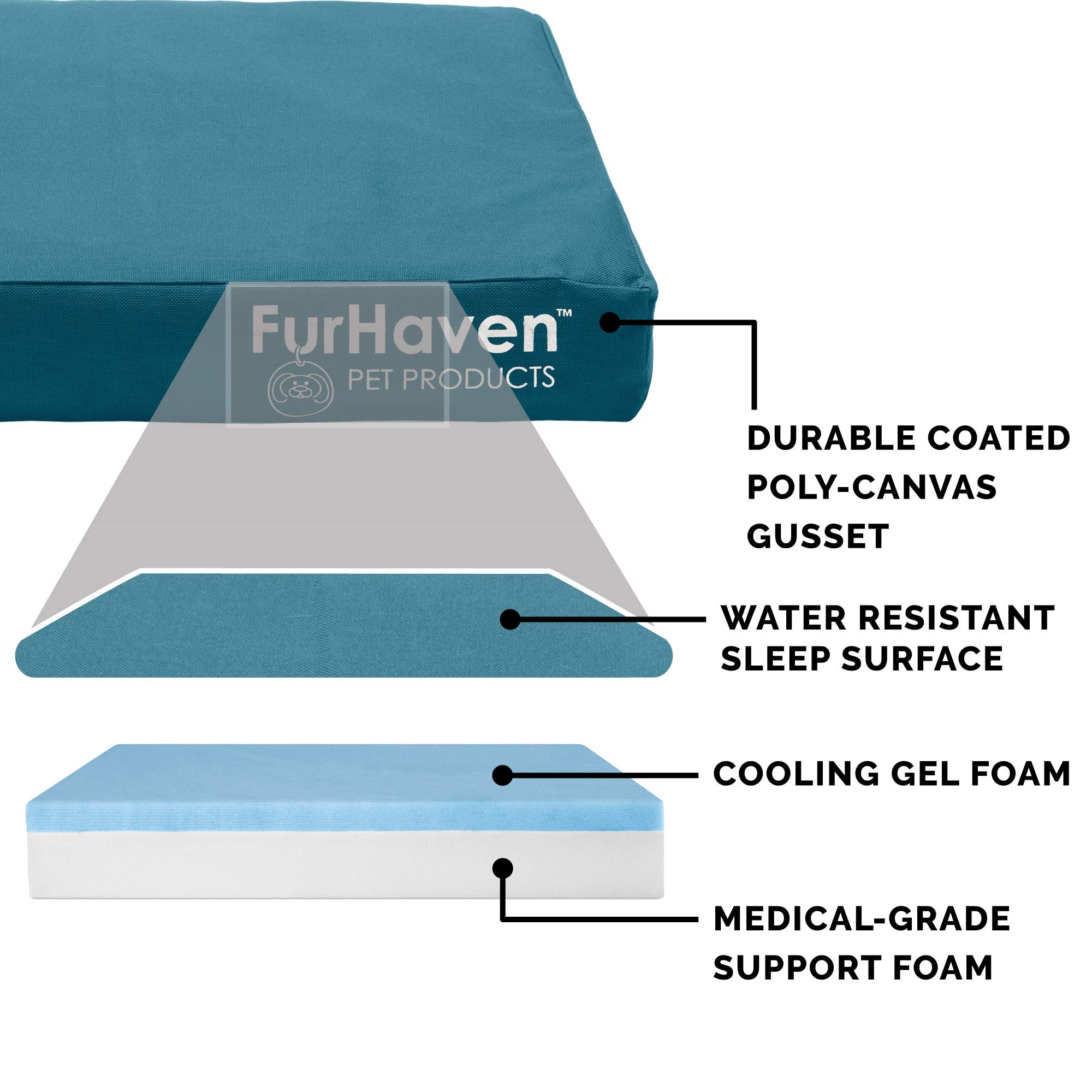 Furhaven Cooling Gel Dog Bed for Large Dogs, Water-Resistant & Washable - Indoor/Outdoor Use