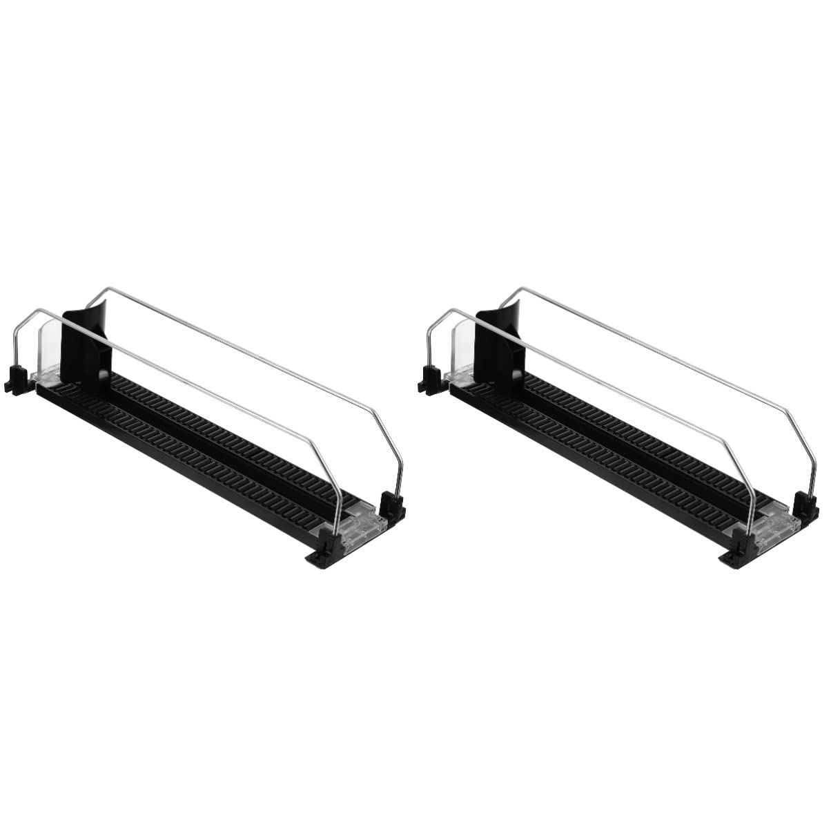 ULTECHNOVO 2-Pack Mini Fridge Organizer - Automatic Beverage Pusher & Can Dispenser for Soda, Water Bottles - Refrigerator Tray Glide System - Perfect for Kitchen, Office, Dorm Room Organization