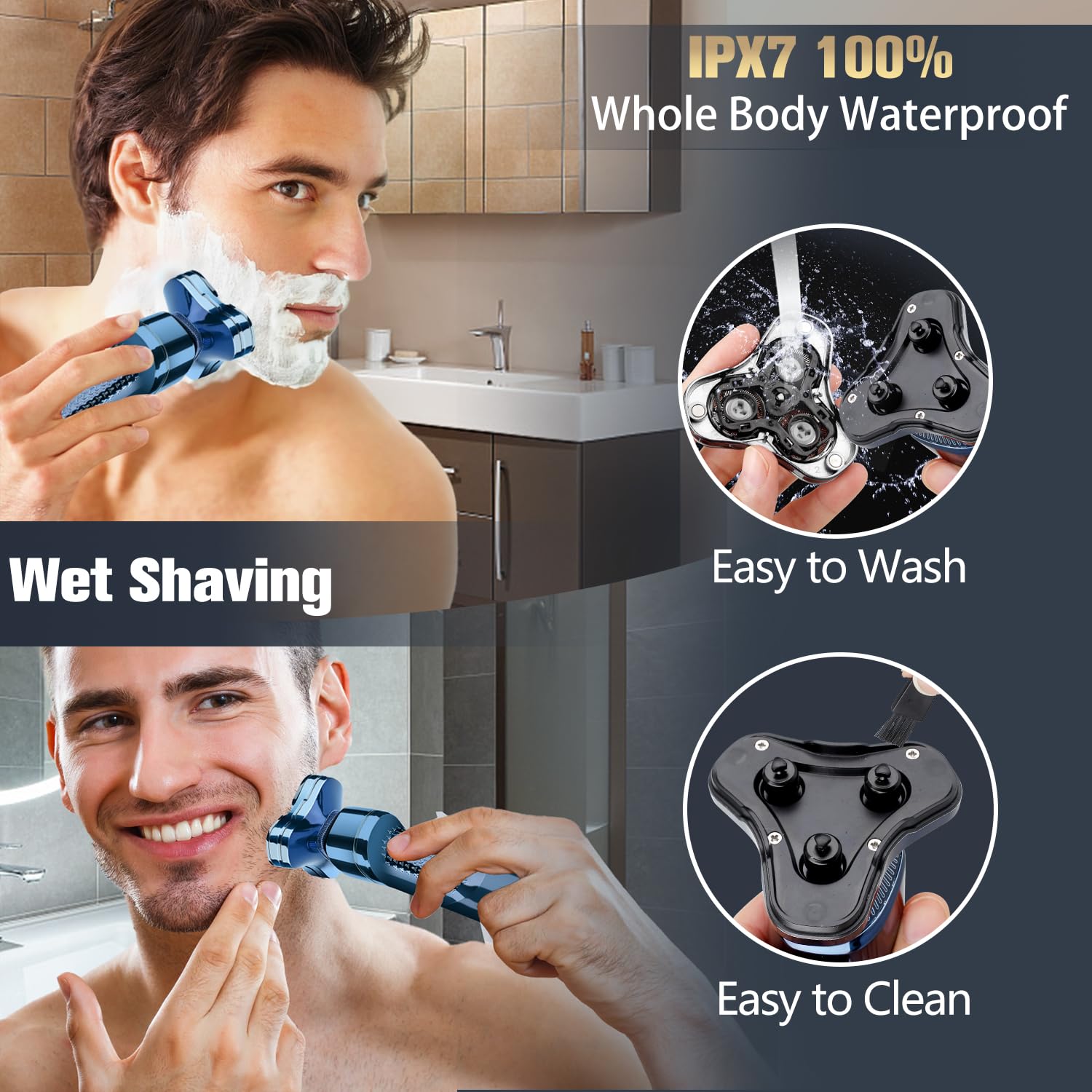 Best Men's Electric Razor - Rotary Shaver with LED Display, Waterproof & Rechargeable | Cordless Floating Head with Replaceable Blades | Perfect for Travel, Home & Office Use