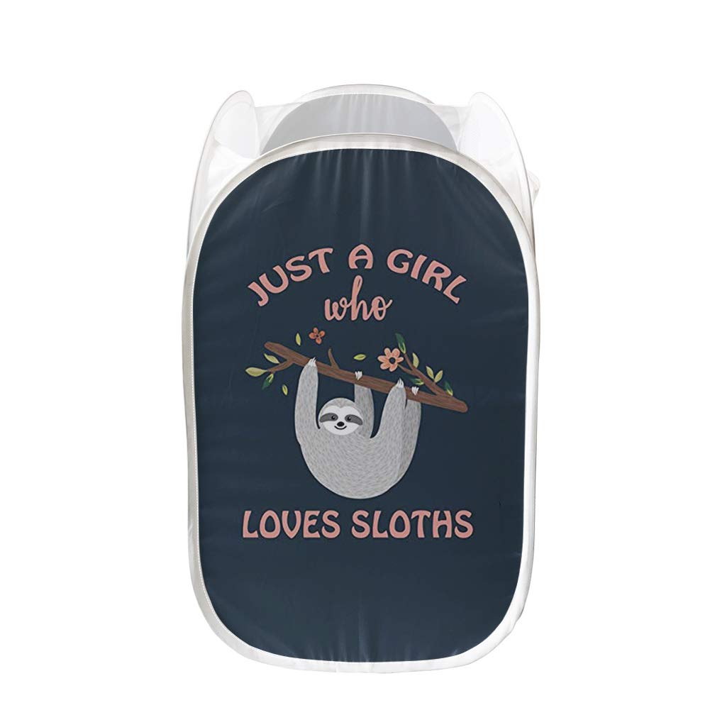 PZZ BEACH Sloth Print Mesh Pop-Up Laundry Hamper - Durable Clothes Organizer for Kids Room, Bathroom & Closet | Perfect for Laundry Day, Toy Storage & Home Organization