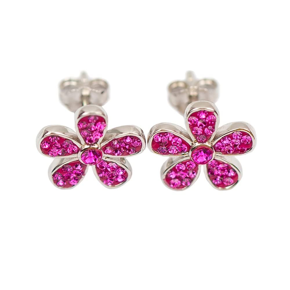 Crystal Silver Five-Petal Flower Stud Earrings with Elegant Jewelry Gift Box - Perfect for Mother's Day, Anniversary & Special Occasions - Elegant Everyday Wear & Party Jewelry