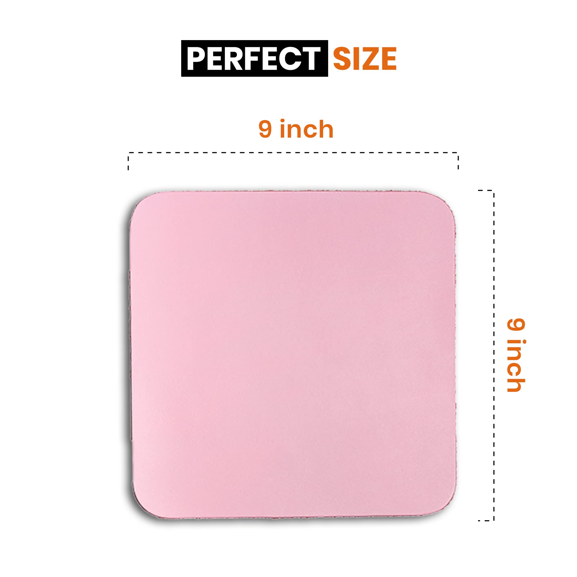 Premium Genuine Pink Leather Mouse Pad - 9x9 Inch, Soft & Durable for Wireless Mice - Office & Gaming Desk Accessory, Cute Gift for Women & Girls