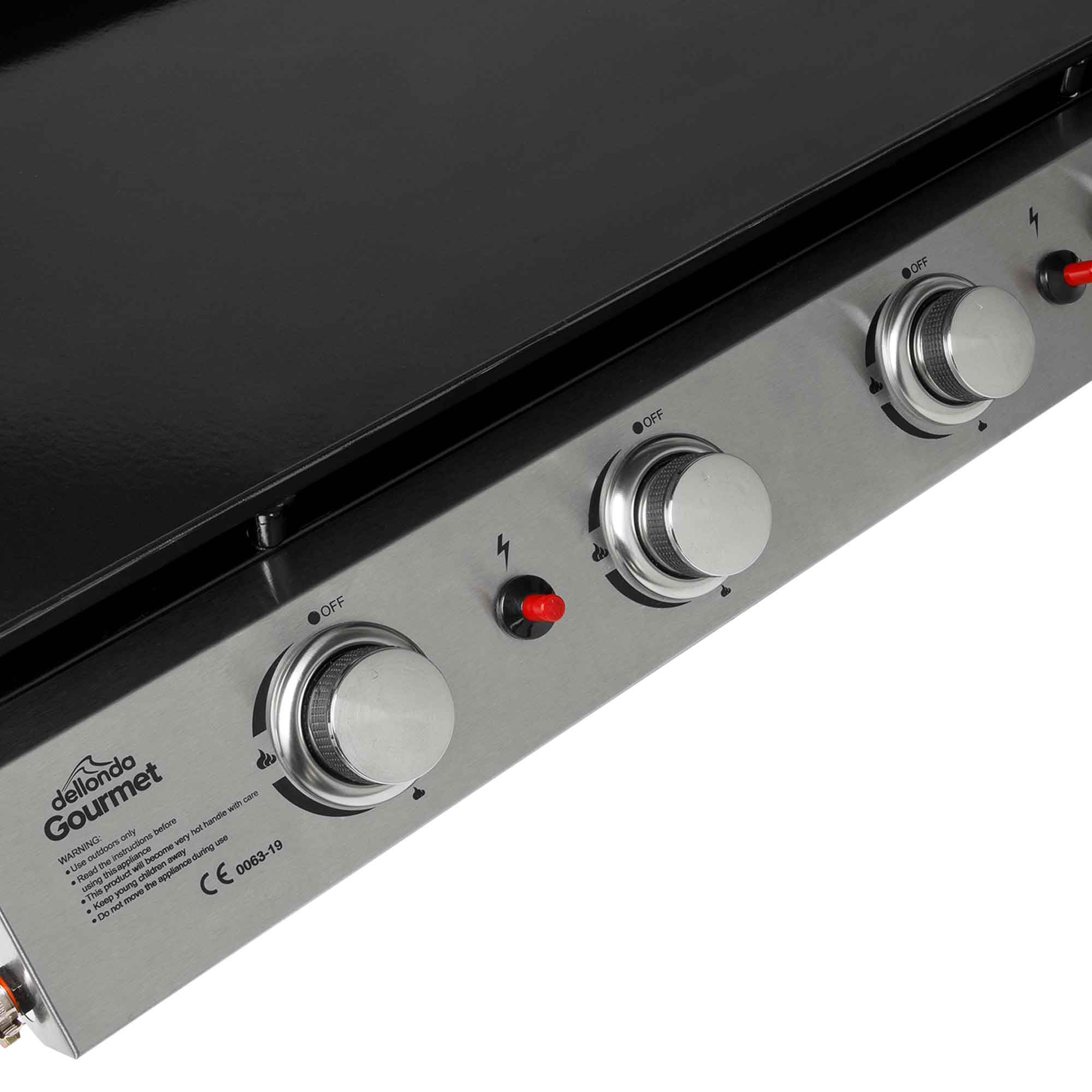 4 Burner Portable Gas Griddle 10kW BBQ Grill with Stainless Steel Surface - Perfect for Outdoor Cooking, Camping, Tailgating & Backyard Parties (Model DG23)