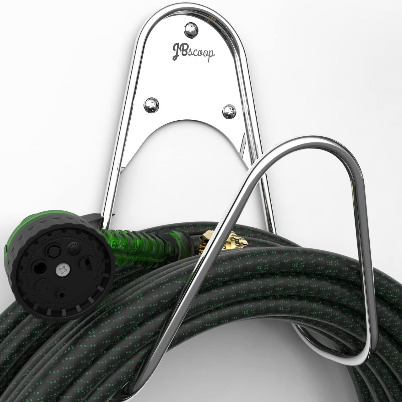 Stainless Steel Wall Mount Garden Hose Holder - Heavy Duty Rust Proof Hose Hook for Water, Air, Hydraulic Hoses, Ropes & Extension Cords - Perfect for Outdoor Yard, Garden, Garage & Workshop Organization
