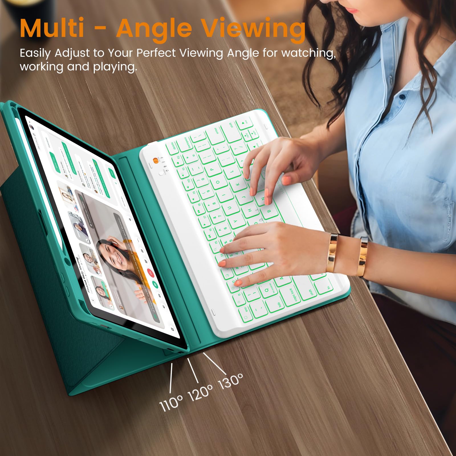 OYEEICE iPad 9th Generation Case with Backlit Wireless Keyboard - 10.2