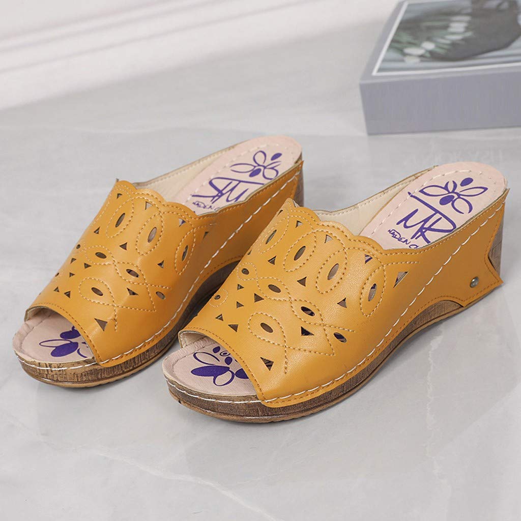 Stylish Women's Open Toe Hollow Out Wedge Sandals - Breathable Summer Casual Slip-On Platform Shoes for Women | Perfect for Beach, Vacation, and Everyday Wear