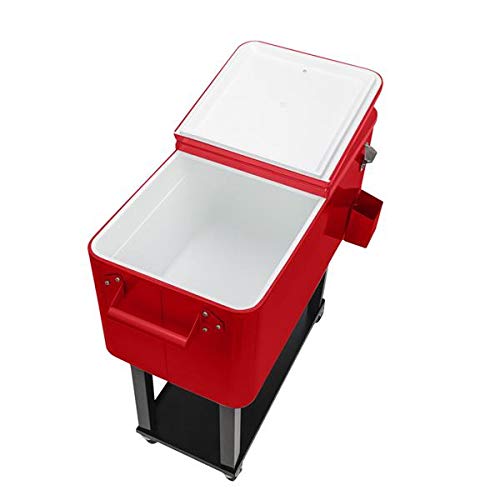 80 QT Rolling Cooler with Wheels and Shelf - Portable Outdoor Ice Chest for Camping, Tailgating, Beach Parties, and Backyard BBQs - Heavy Duty Drink Cooler Cart for Patio, Picnics, and Outdoor Events