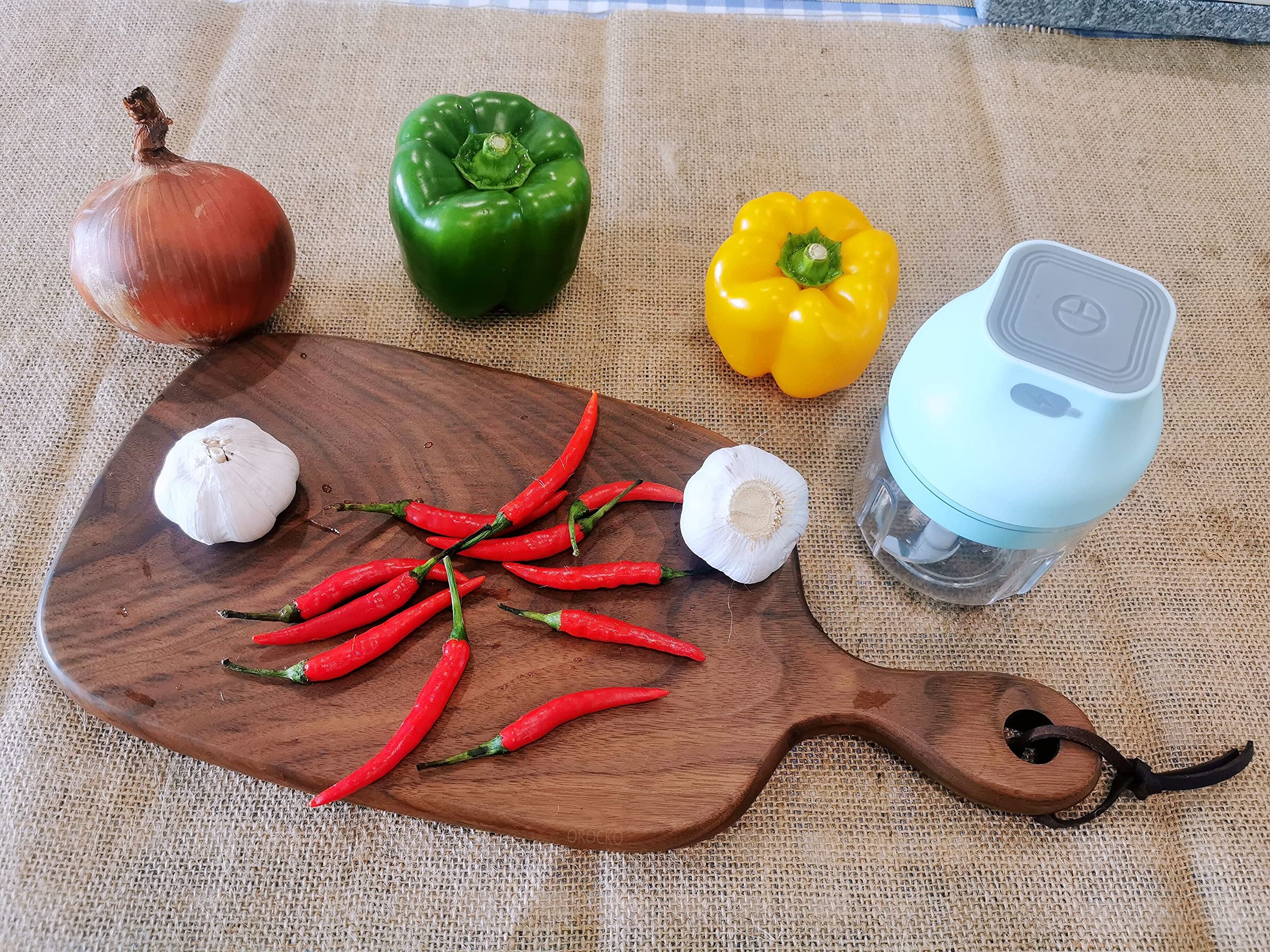 Electric Garlic Chopper & Food Processor - USB Rechargeable Mini Mincer for Vegetables, Meats & Spices | 250ml Portable Kitchen Gadget | Perfect for Meal Prep, Camping & Small Kitchens | OROCKO Green