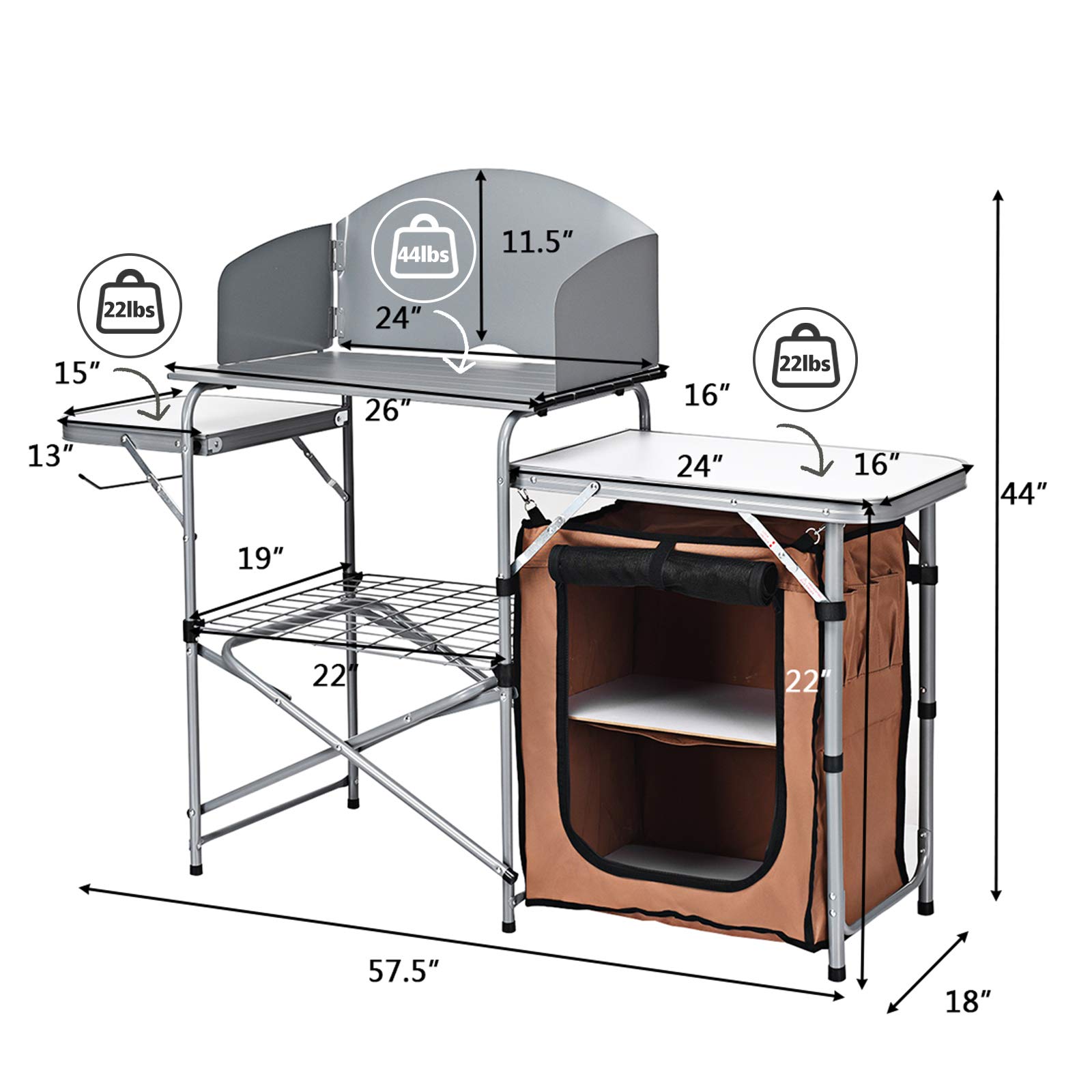 Goplus Portable Camping Kitchen Table - 26