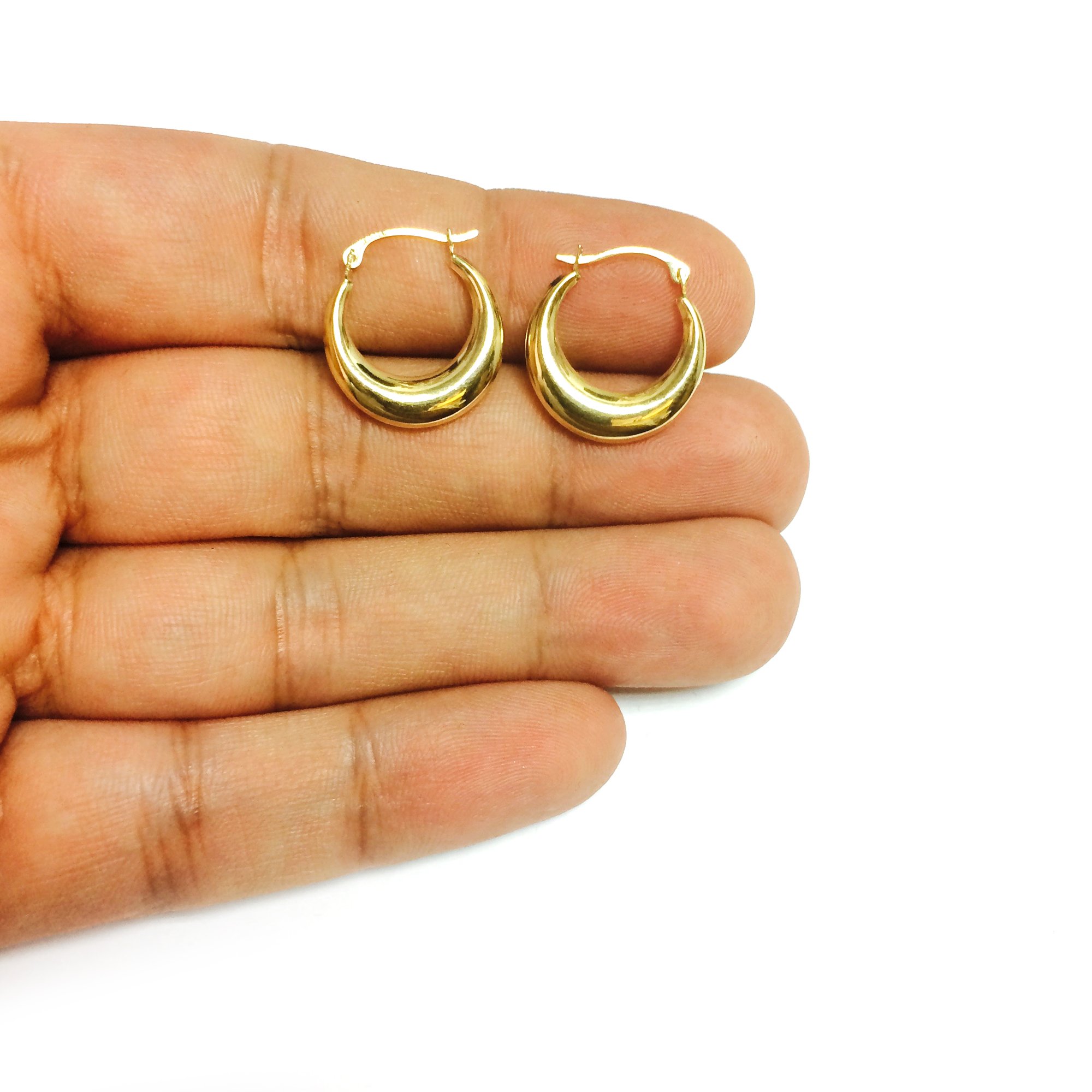 14K Yellow Gold Half Moon Hoop Earrings - 15mm Dainty Gold Hoops for Women, Elegant Everyday Jewelry for Parties & Date Nights
