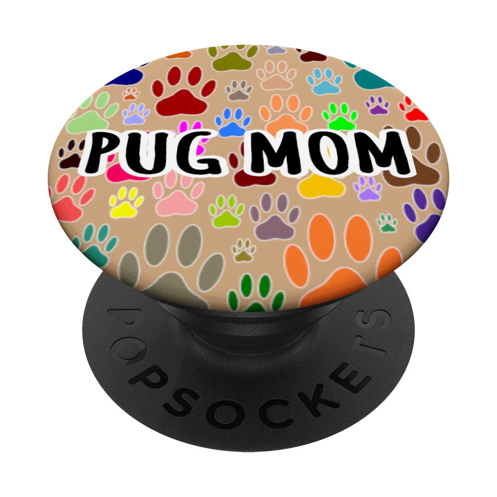 Pug Mom PopSockets Phone Grip & Stand - Expandable Phone Holder for iPhone, Samsung, Tablets - Perfect for Dog Lovers, Home, Office & Travel Use