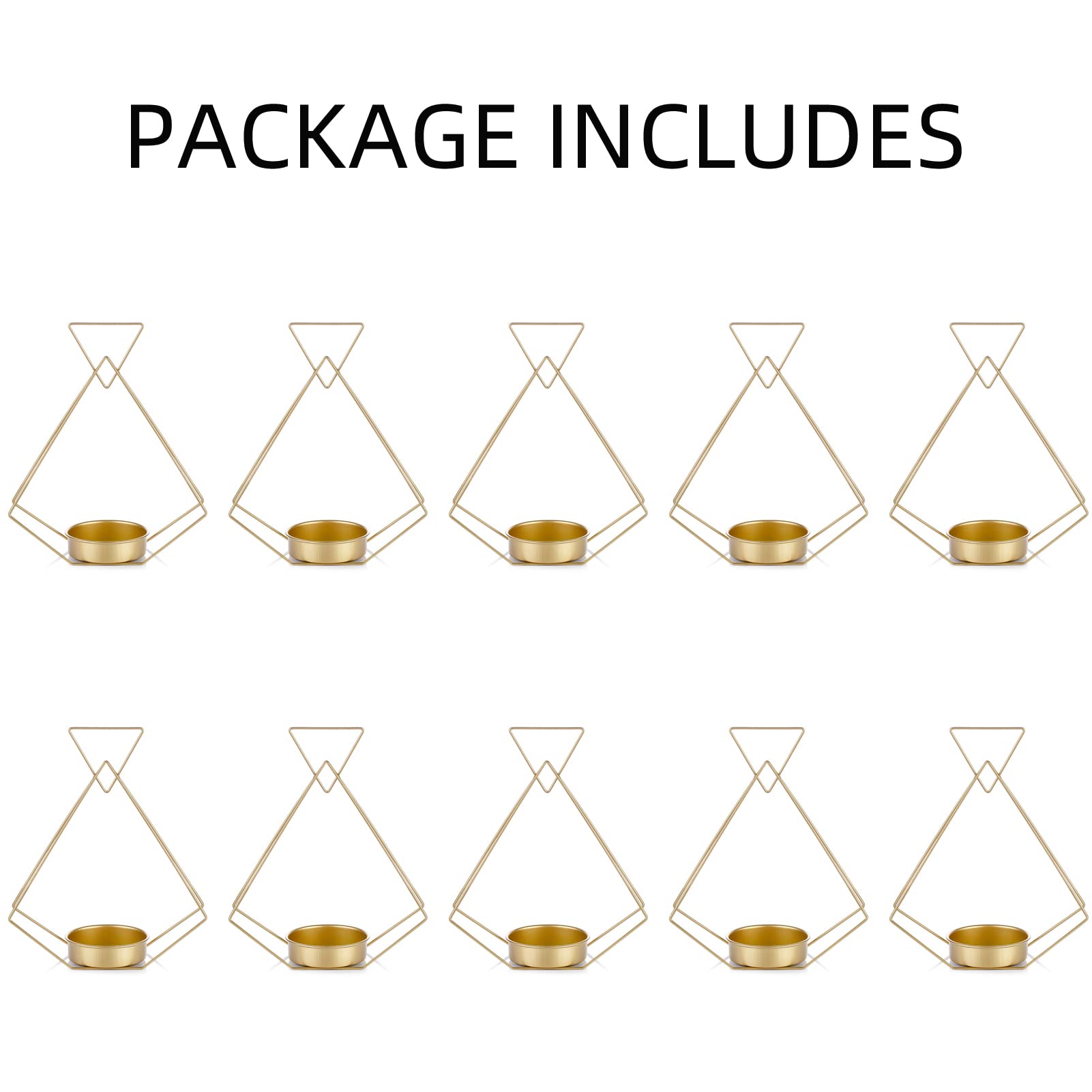 NUPTIO 10-Piece Gold Geometric Metal Vases - Elegant Wedding Centerpieces for Tables, Trumpet Vase for Party Decorations | Perfect for Wedding Receptions, Anniversary Celebrations & Home Décor